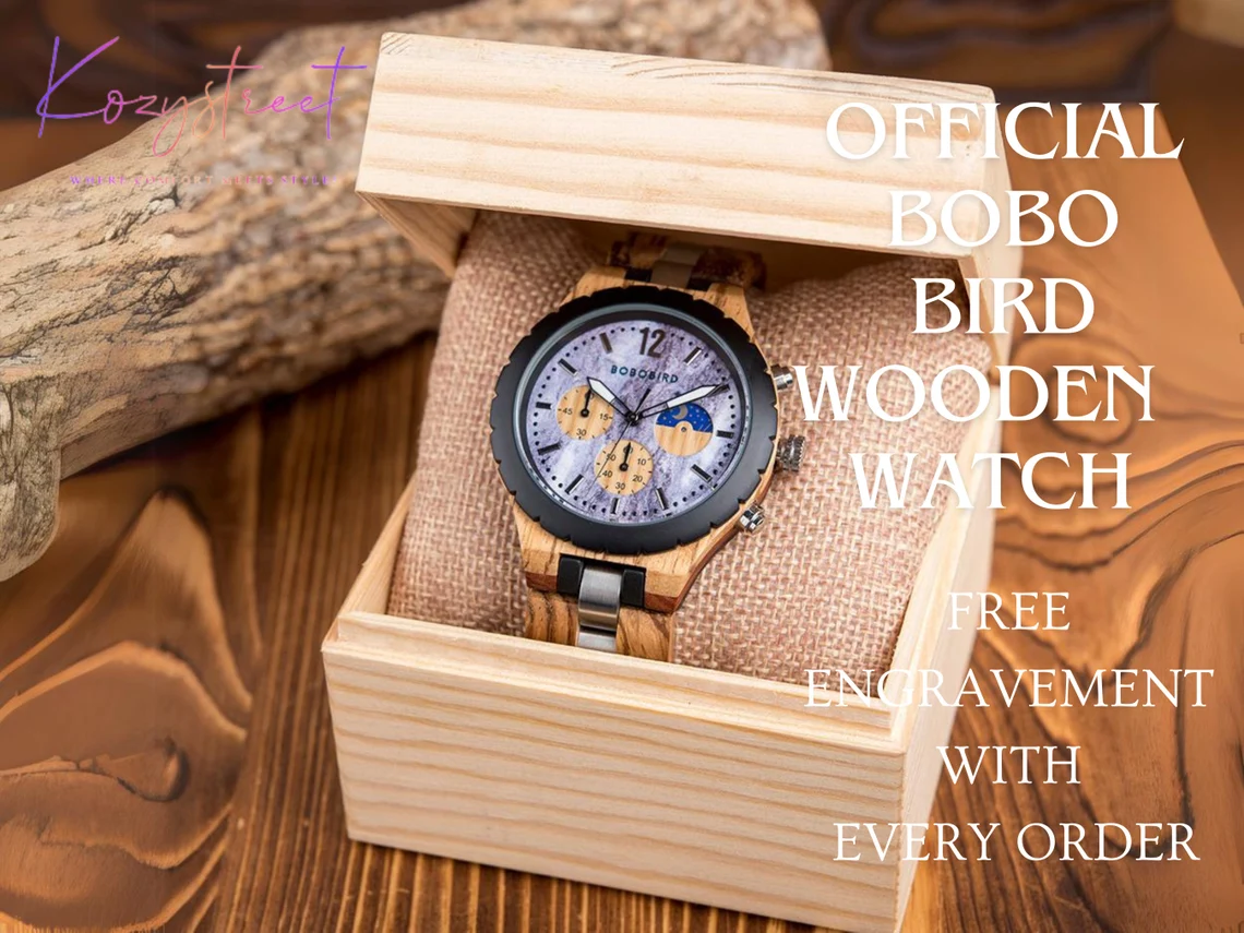 🎁✨ New Arrival: Personalized Wooden Watch ⌚ | Engraved Gift for Him, Dad, Anniversary 🎉