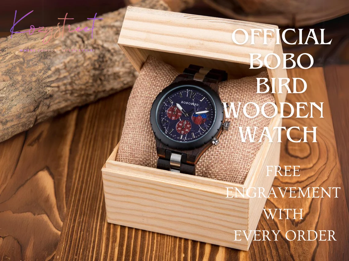 🎁✨ New Arrival: Personalized Wooden Watch ⌚ | Engraved Gift for Him, Dad, Anniversary 🎉