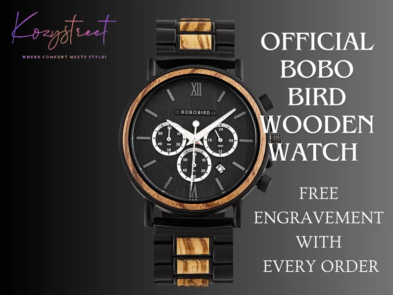 🎁 Engraved Wooden Watch ⌚ | Personalized Gift for Him, Dad, Boyfriend, Groomsmen 🎉