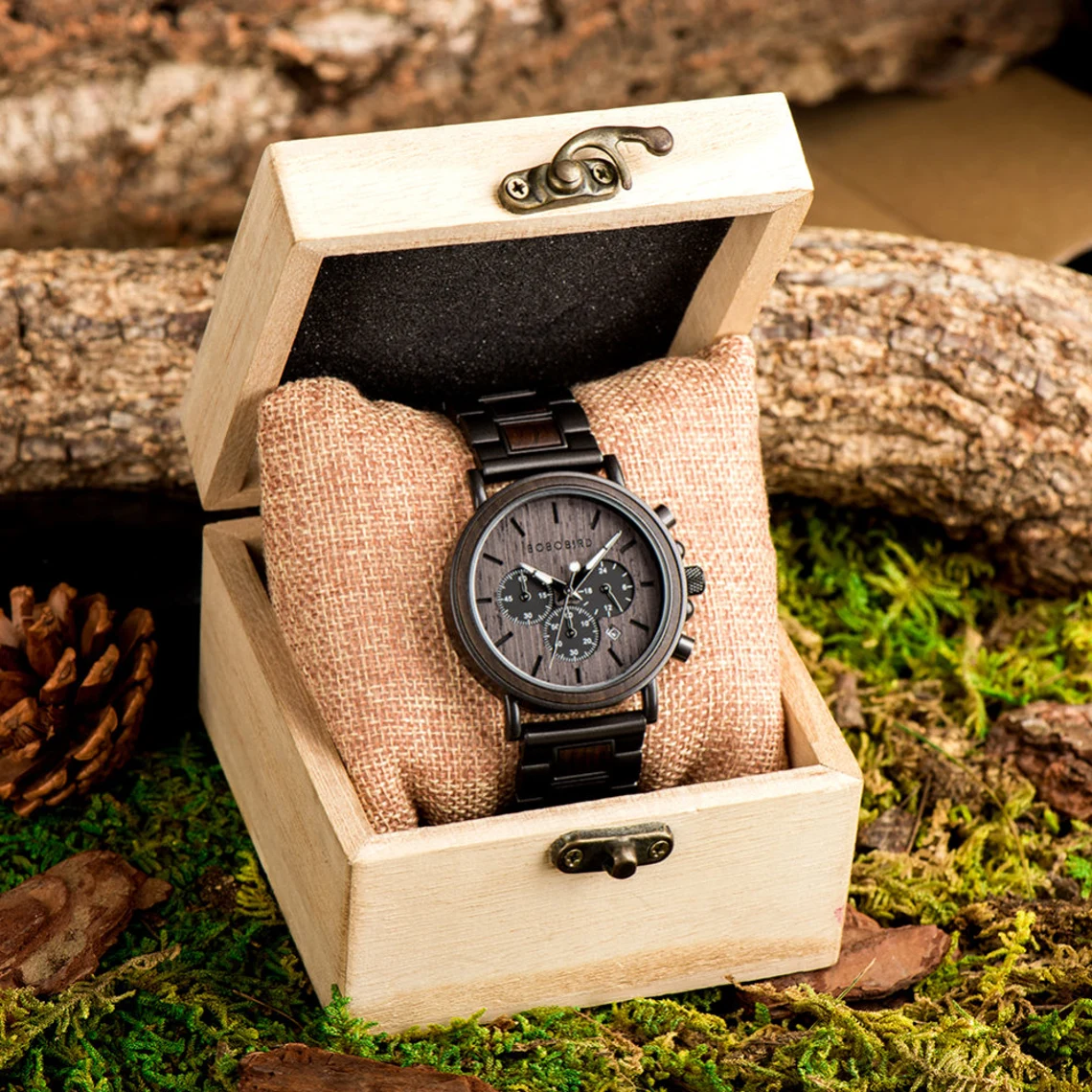 Bobo Bird Wooden Watch 🪵| Engraved Luxury Chronograph ⌚ Military Quartz for Men 🎖️ FREE Engraving & Shipping 🚚