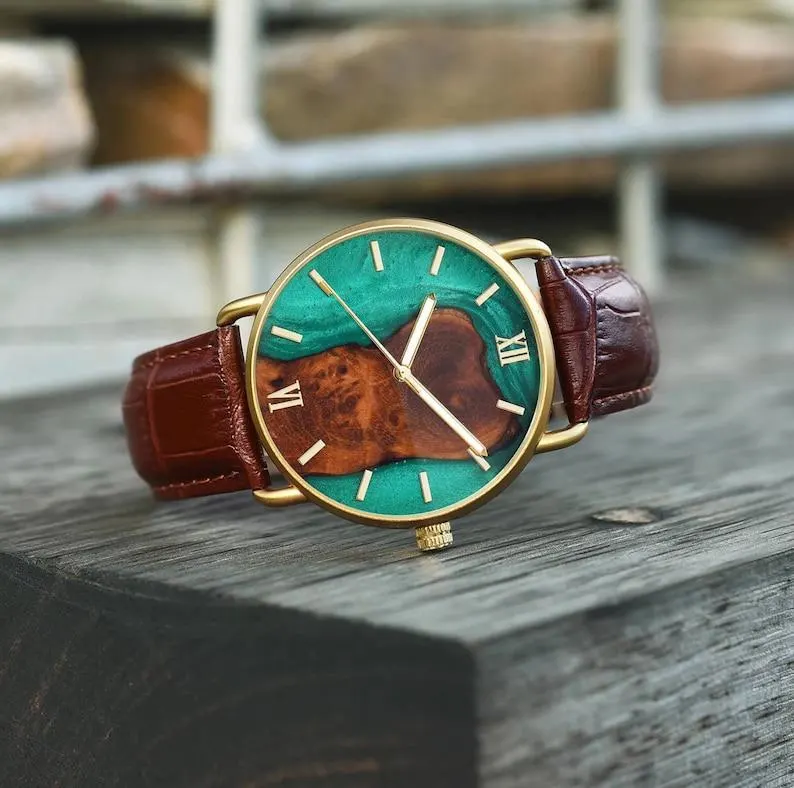 Engraved Wooden Watch 🪵 with Leather Strap ⌚| Best Gift for Him 🎁 Personalised Anniversary & Birthday Gift 🎉