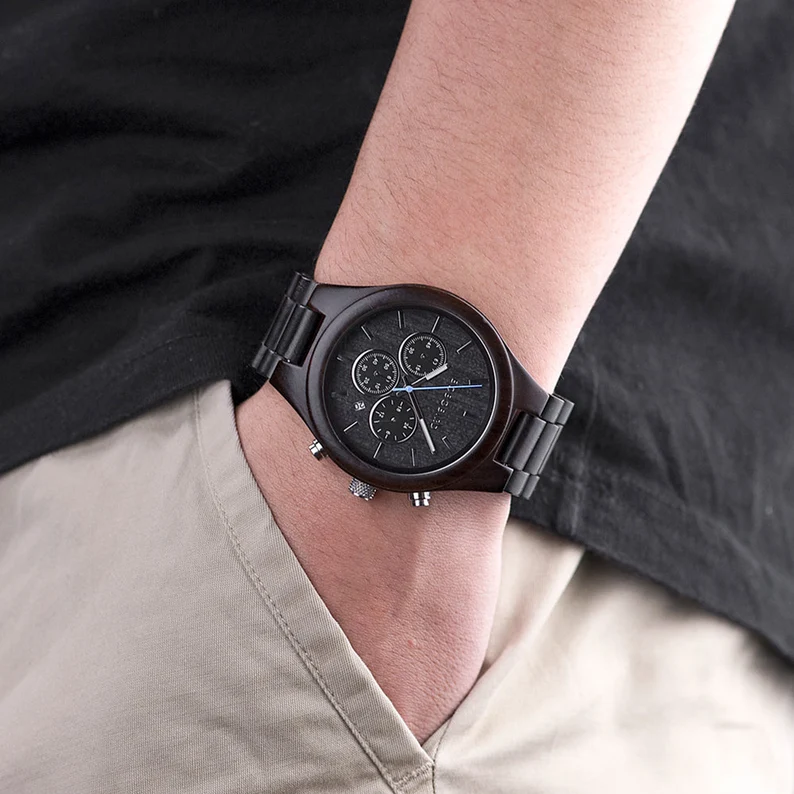 Bobo Bird Engraved Wooden Watch 🪵⌚ | Luxury Chronograph Military Watch 🎖️| Premium Gift 🎁