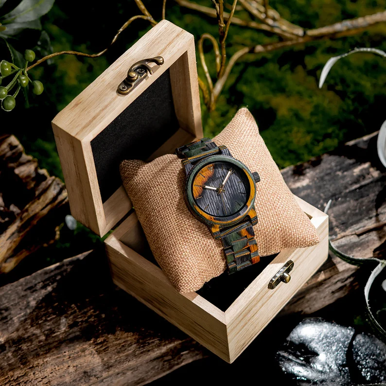 Luxury Wooden Men's Watch 🪵⌚ | Gift Box Included 🎁 | Anniversary & Birthday Gift for Him, Husband, Dad 👔