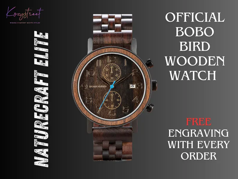 🎁 Latest Personalized Wood Watch for Men ⌚ | Engraved Anniversary Gift for Him, Boyfriend, or Groomsmen 🌟 | Stylish Wooden Watch for Every Occasion 🌿