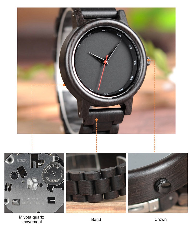 Engraved Wooden Watch – Personalized Gift for Dad, Anniversary Gift for Him, Groomsmen Watch, Boyfriend Gift, Men's Wood Watch