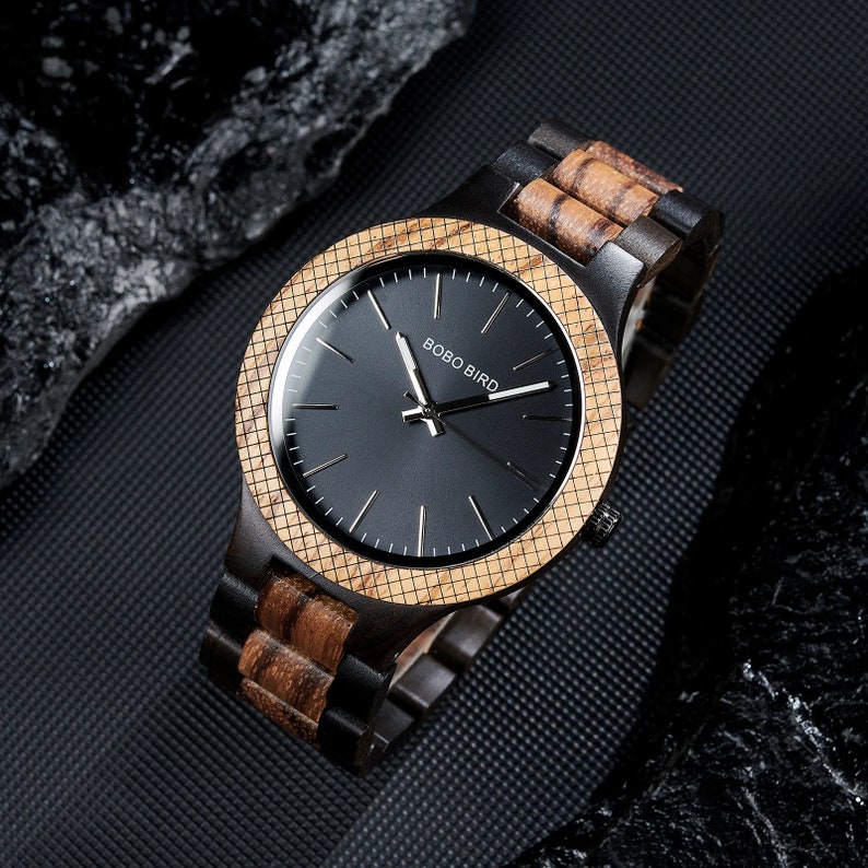 Luxury Custom Engraved Wooden Watch – Handmade Anniversary Gift for Him, Groomsmen, Boyfriend, Dad, Husband, or Son