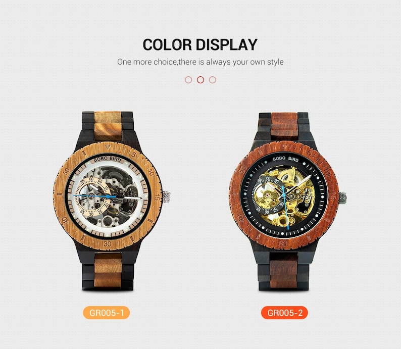 Customasized Steampunk Engraved Wood Mechanical Watch – Unique Christmas & Thanksgiving Gift for Him, Men's Watch, Latest Arrival, Best Deal