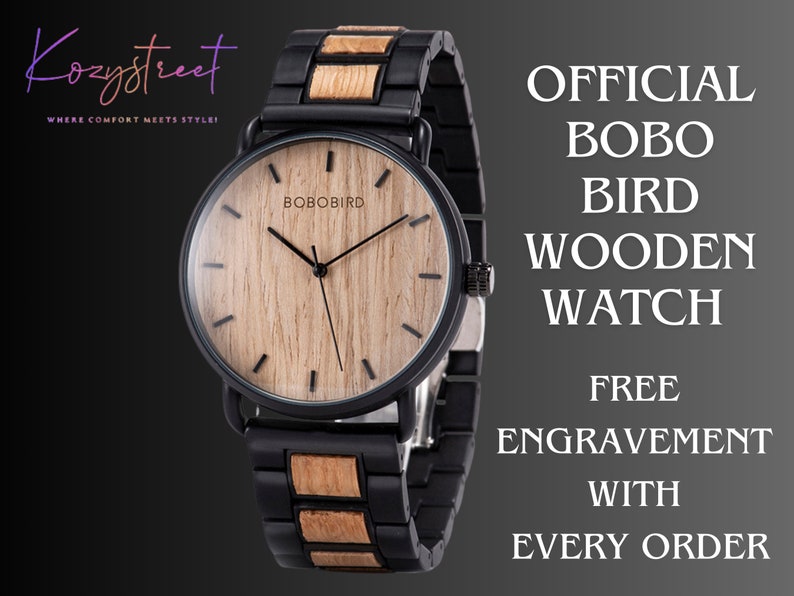 Personalized Engraved Wooden Watch – Anniversary Gift for Him, Groomsmen, Dad, Husband, Boyfriend | Stylish Men’s Wood Watch
