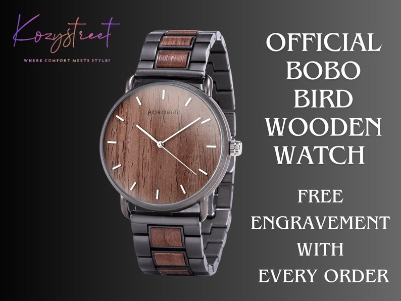 Personalized Engraved Wooden Watch – Anniversary Gift for Him, Groomsmen, Dad, Husband, Boyfriend | Stylish Men’s Wood Watch