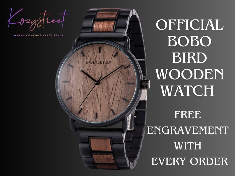 Personalized Engraved Wooden Watch – Anniversary Gift for Him, Groomsmen, Dad, Husband, Boyfriend | Stylish Men’s Wood Watch