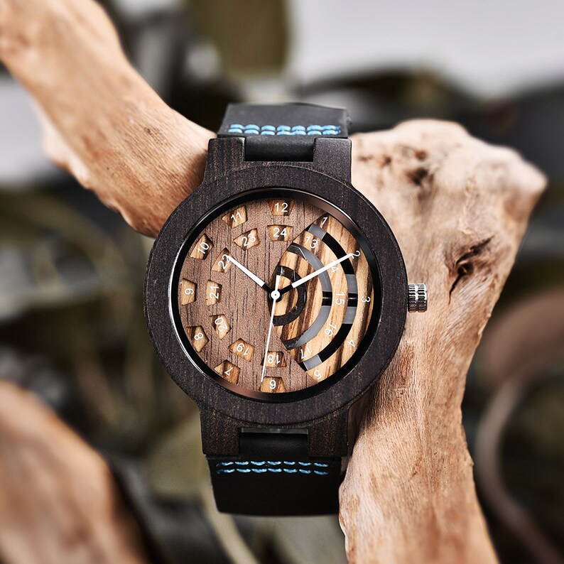 Personalized Engraved Wooden Watch – Anniversary Gift for Him, Groomsmen, Dad, Boyfriend, and Men’s Wood Watch