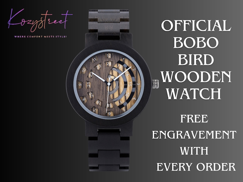 Personalized Engraved Wooden Watch – Anniversary Gift for Him, Groomsmen, Dad, Boyfriend, and Men’s Wood Watch