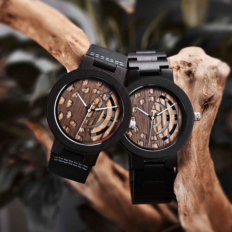 Personalized Engraved Wooden Watch – Anniversary Gift for Him, Groomsmen, Dad, Boyfriend, and Men’s Wood Watch