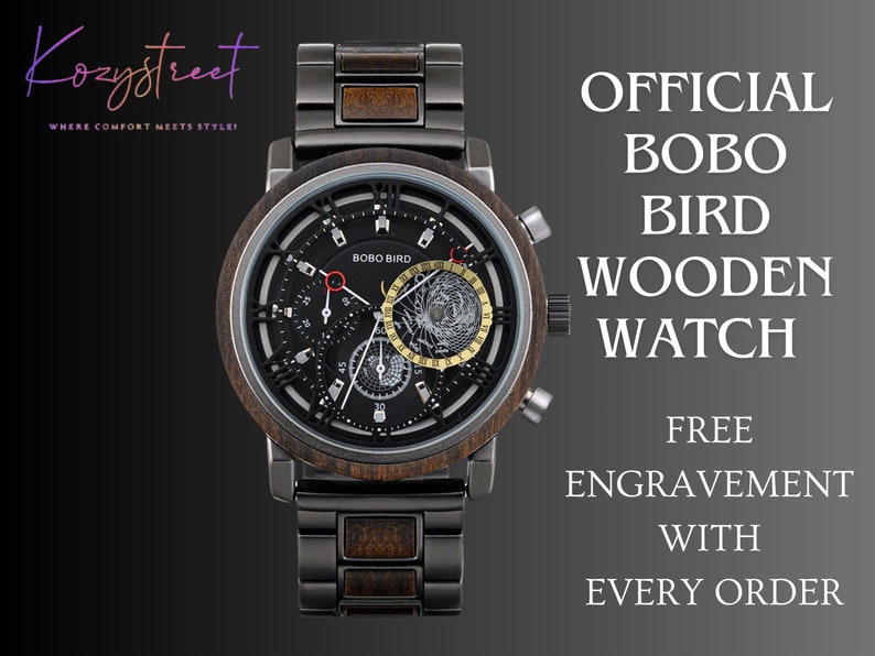 Personalized Engraved Wooden Watch for Men – Unique 1st Anniversary & Valentine’s Gift for Him, Perfect Gift for Boyfriend