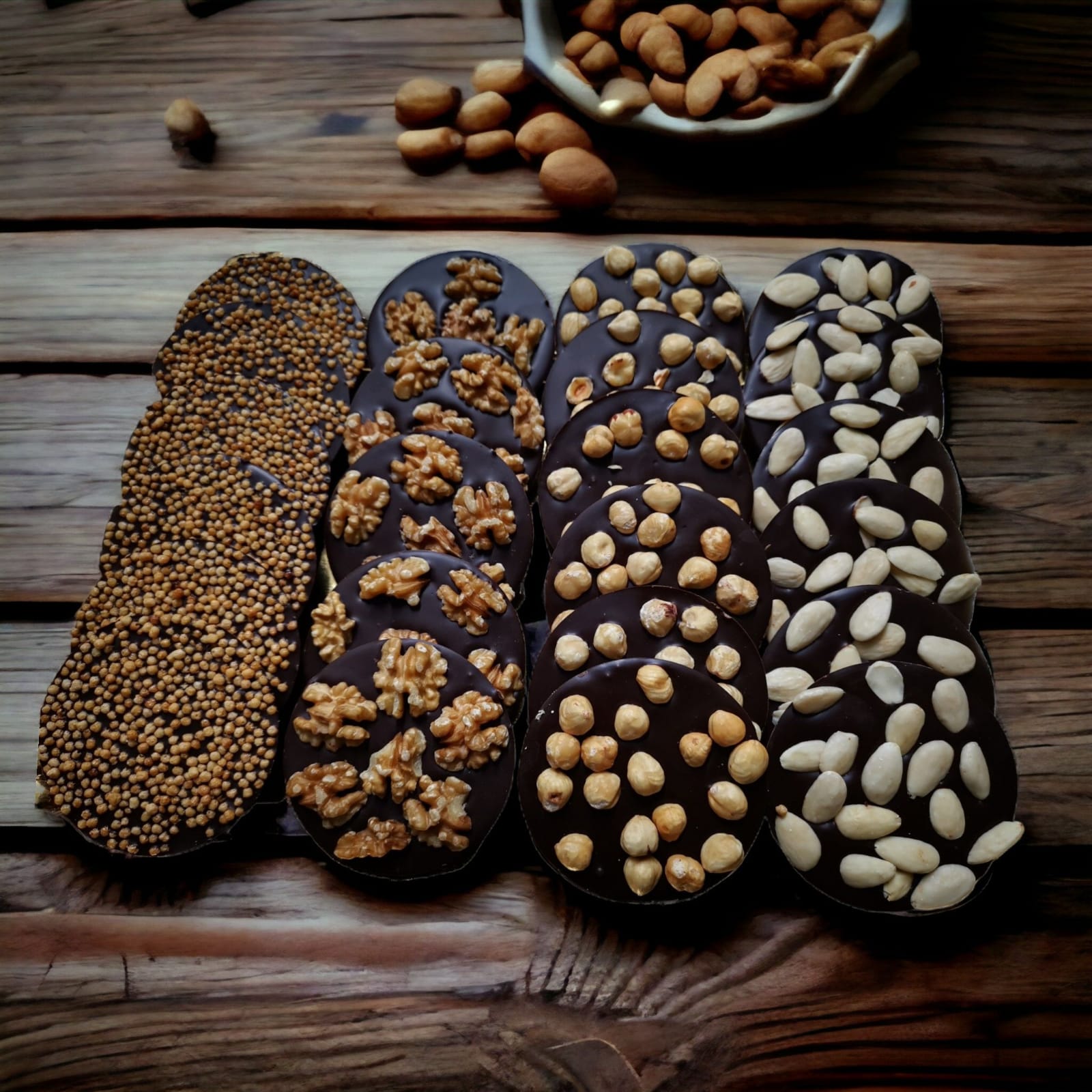 Tavolette con frutta secca