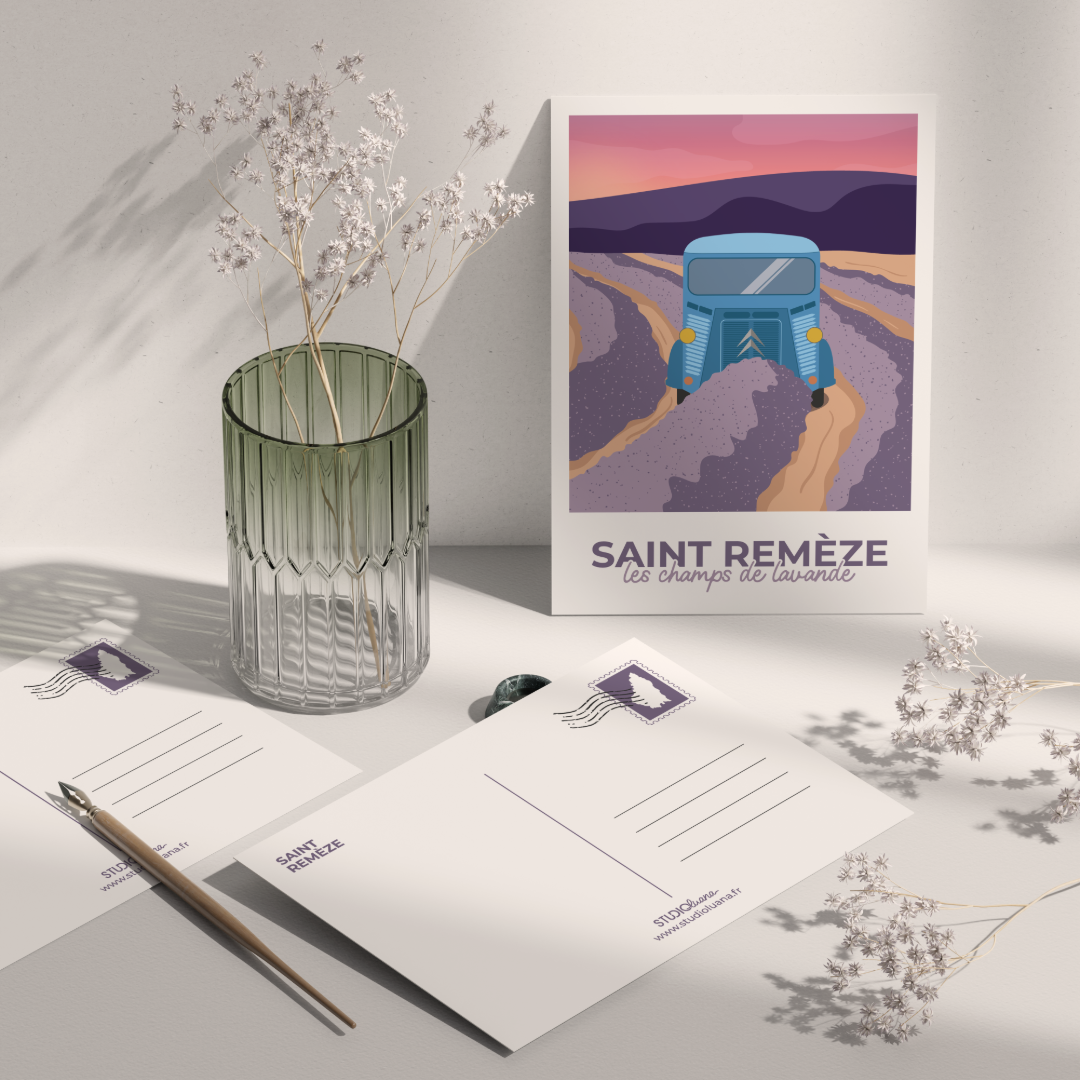 Carte Postale “Champs de lavande – Saint-Remèze, Ardèche”