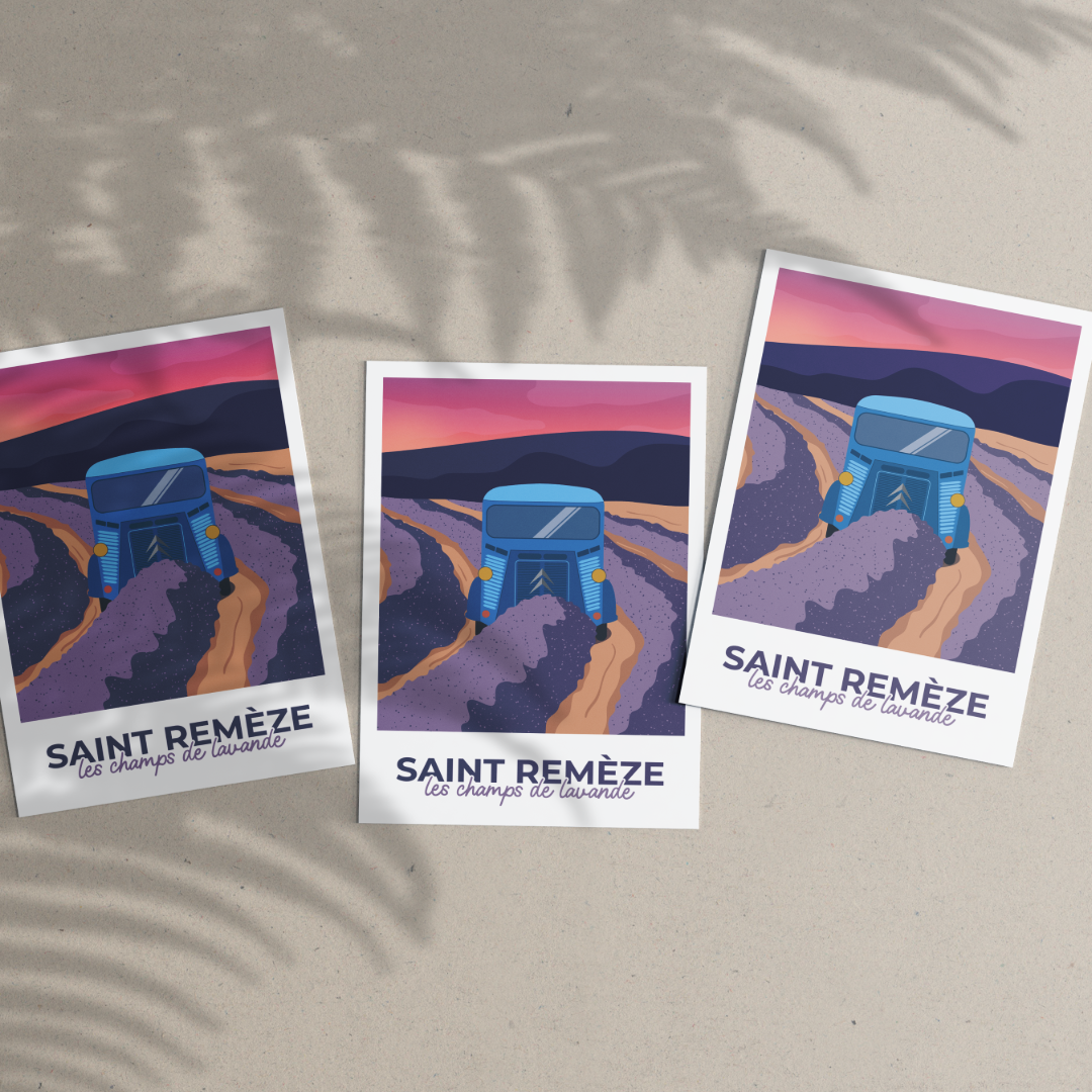 Carte Postale “Champs de lavande – Saint-Remèze, Ardèche”
