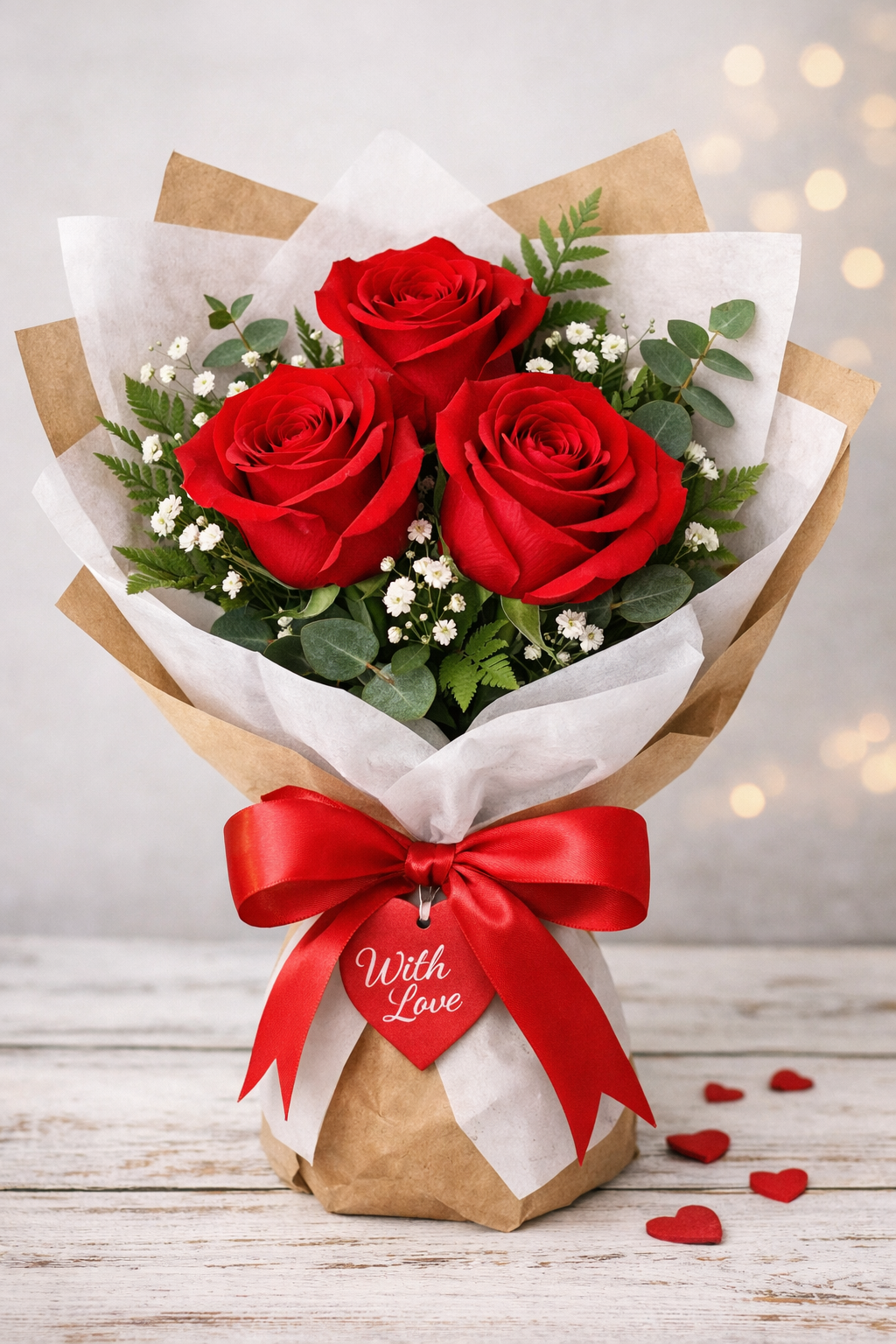 Three Red Roses – Specially Gift Wrapped