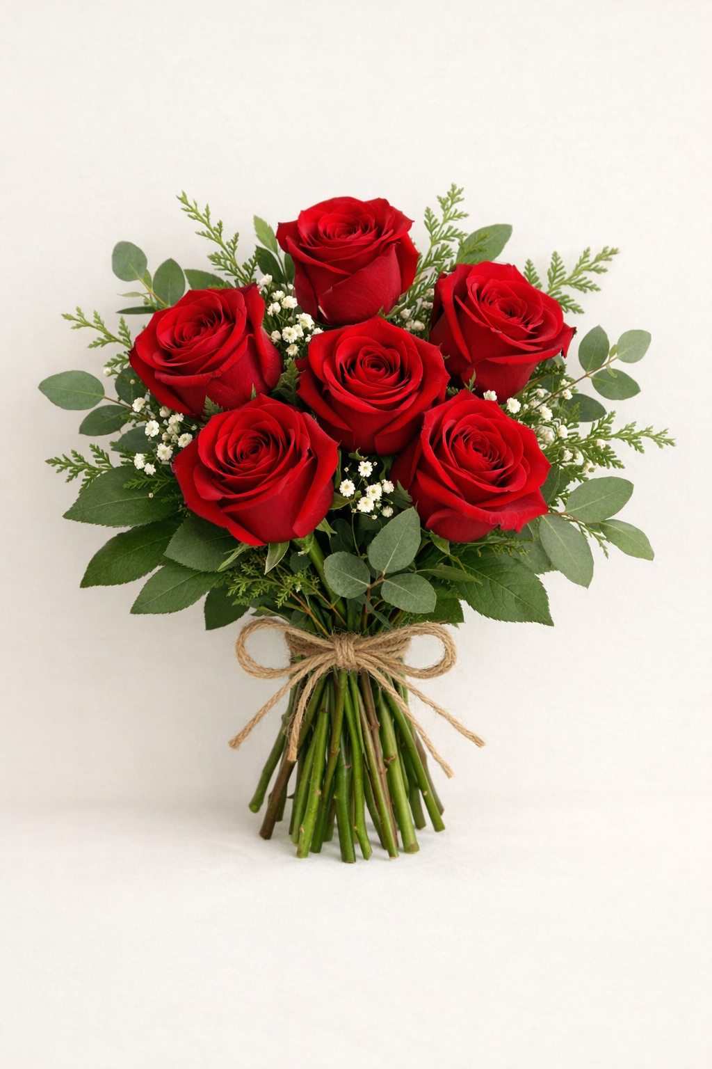 Half Dozen Premium Red Roses with Greenery