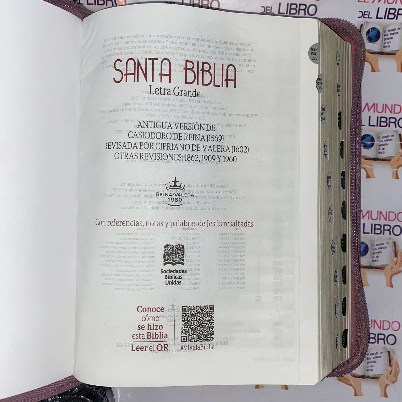 Santa Biblia Reina Valera 1960 - Letra Grande con Índice y Cierre 