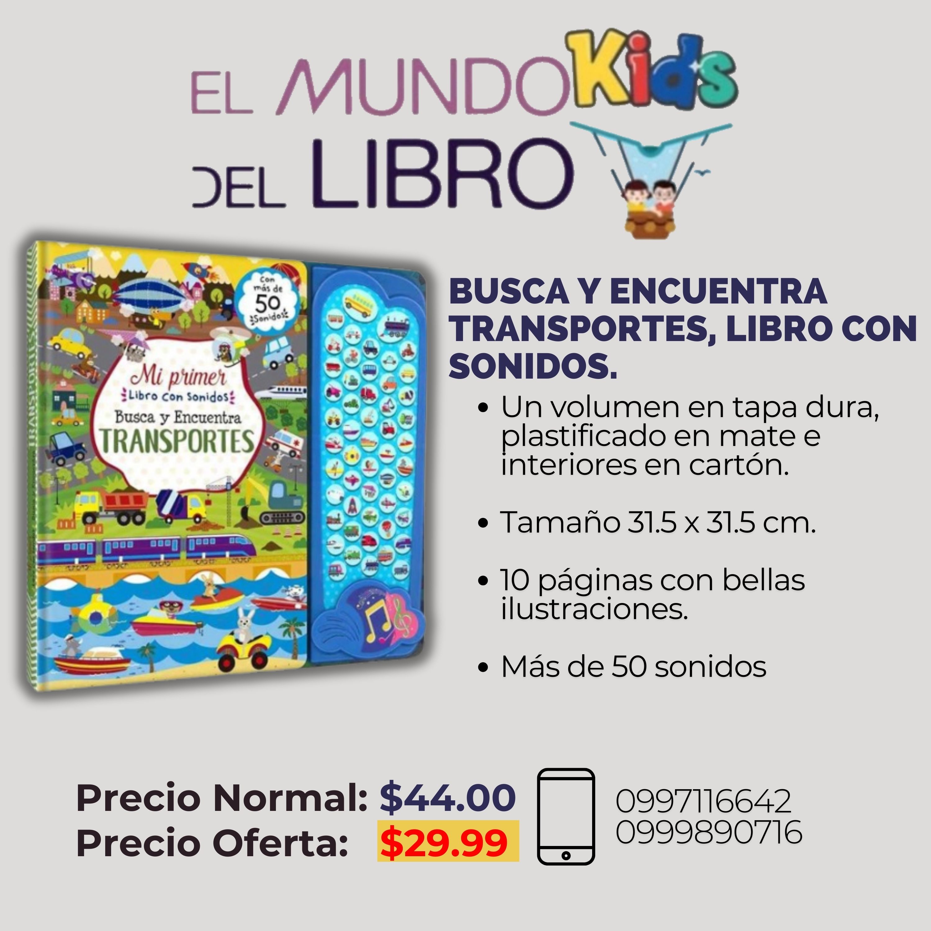Mi primer libro con sonidos: Busca y encuentra transportes
