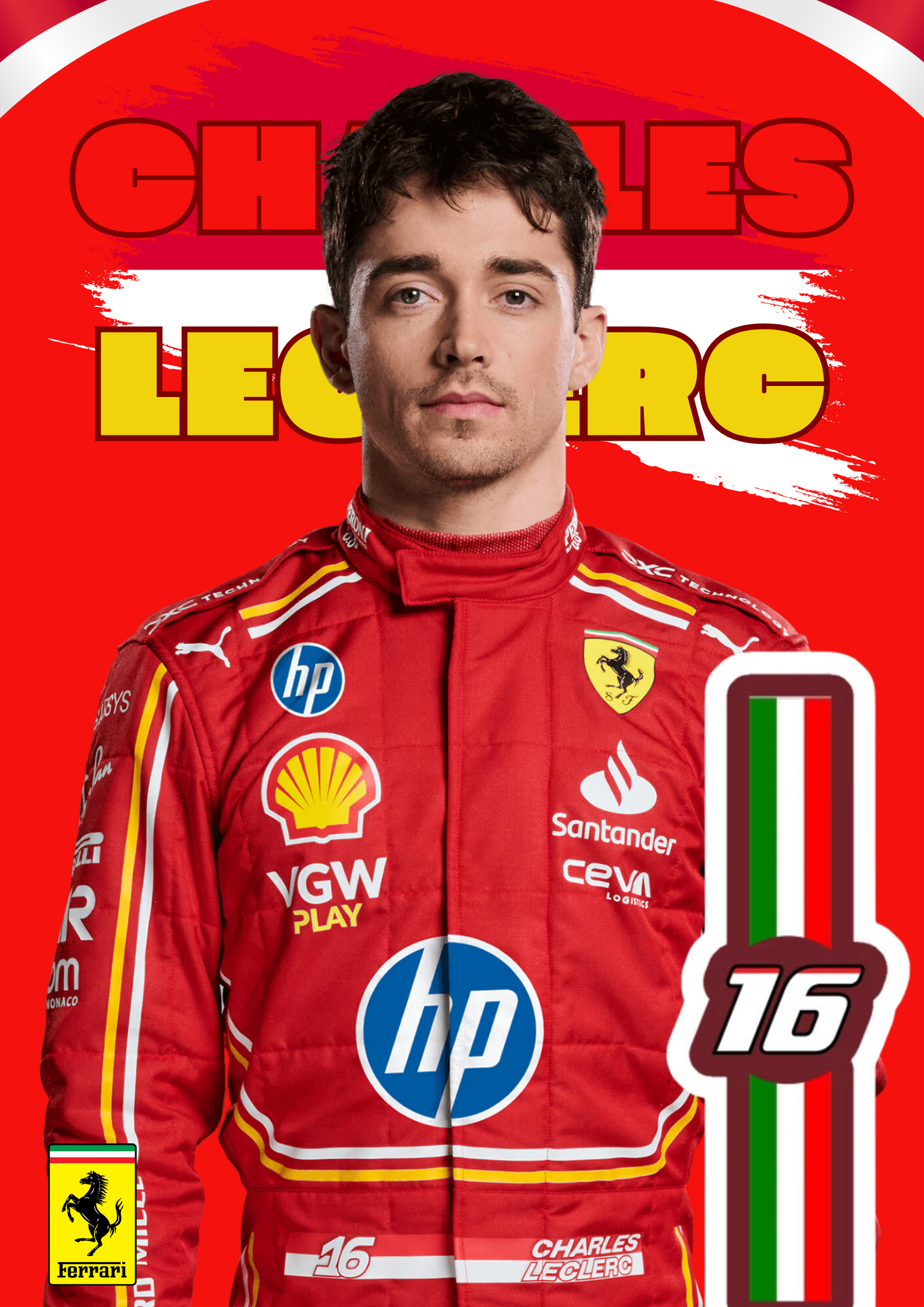Affiche Pilote Charles Leclerc - Ferrari