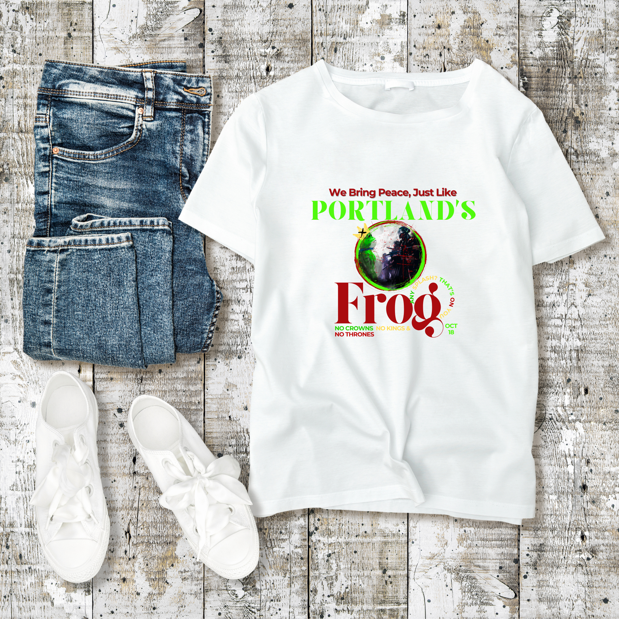 We Bring Peace, Just Like Portland’s Frog—Any Splash? That’s on You