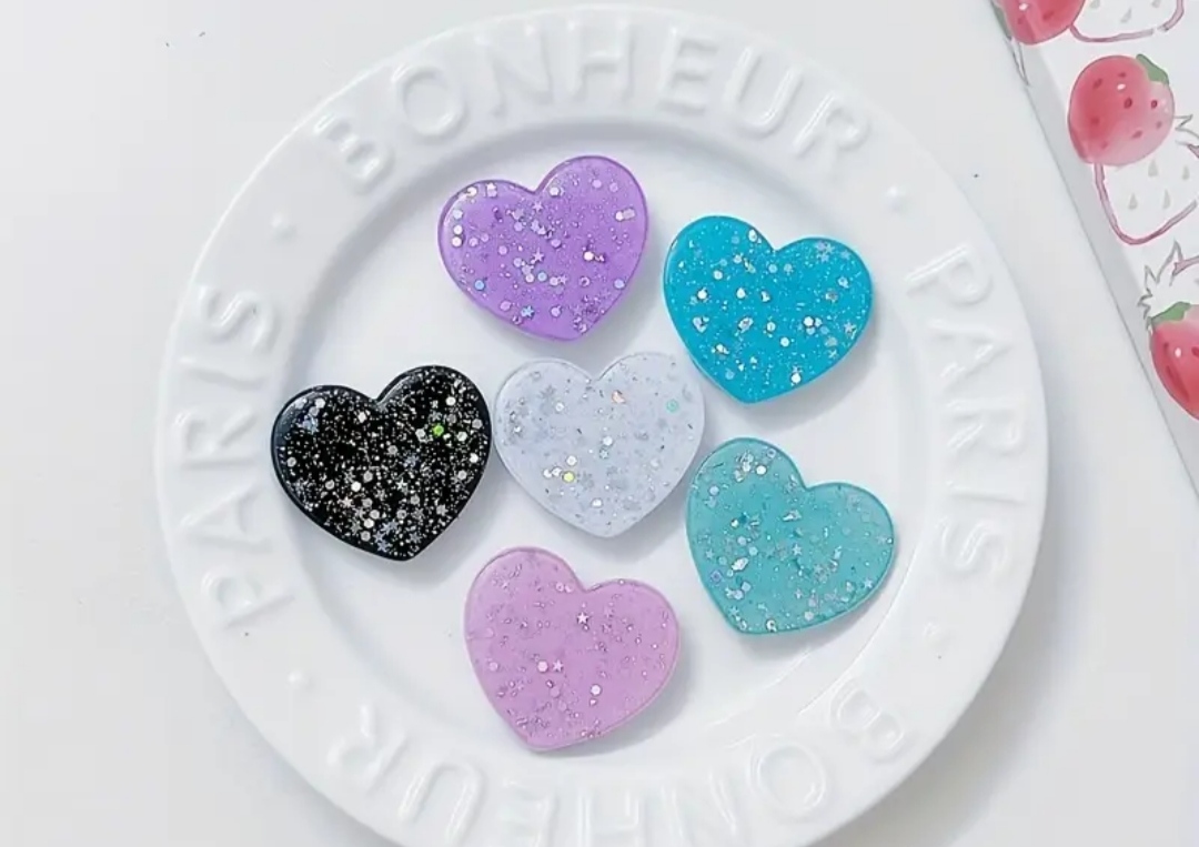 Pop socket corazón purpurina