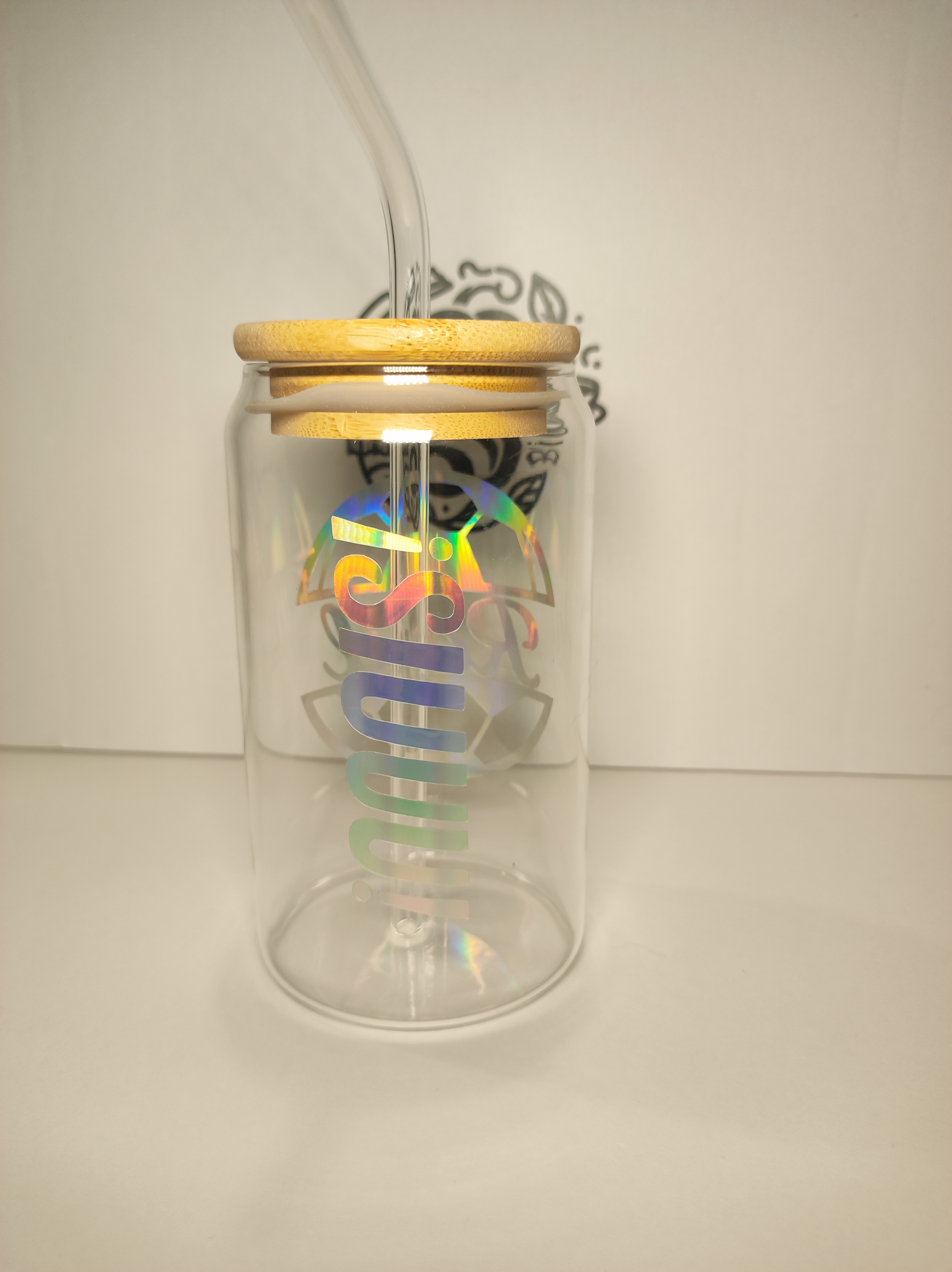Vaso de vidrio personalizado con vinilo
