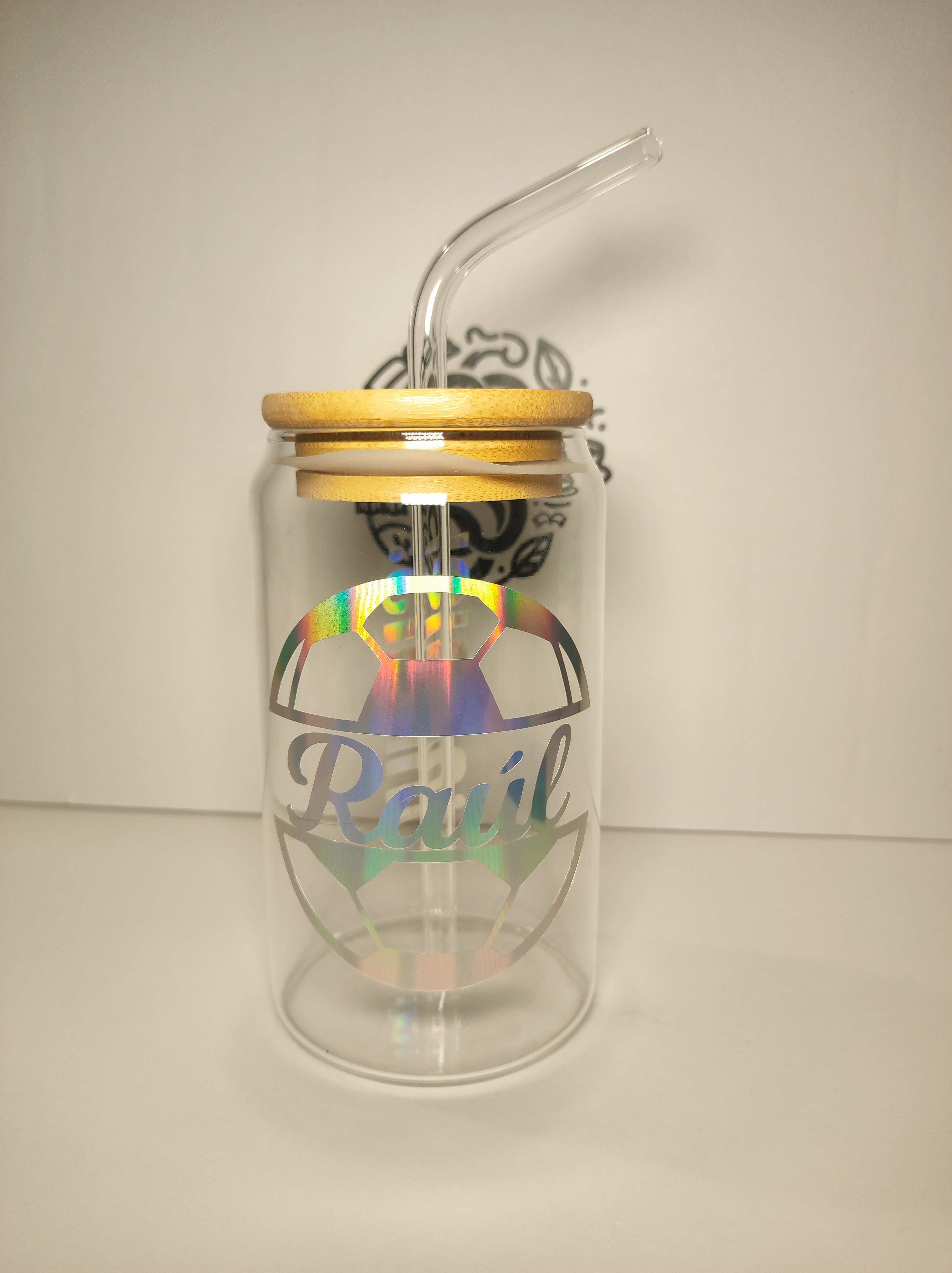 Vaso de vidrio personalizado con vinilo