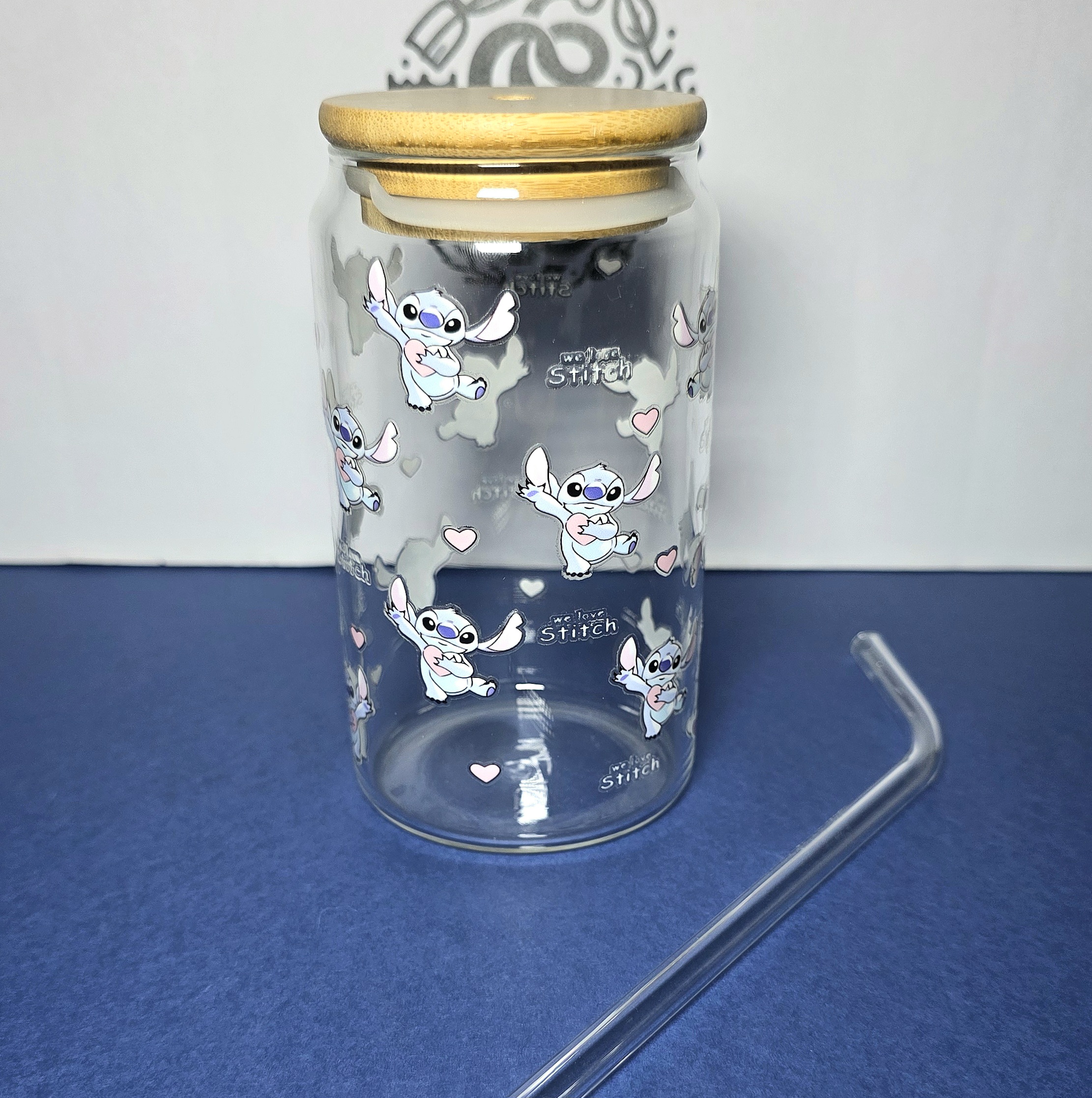 Vaso de vidrio decorado con uv dtf