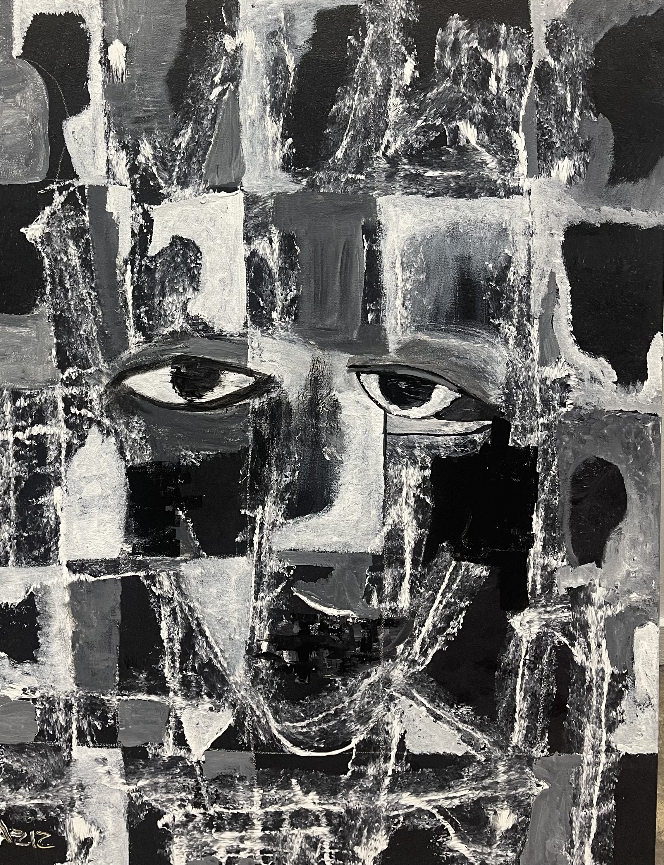 Abstract Monochrome Face Painting