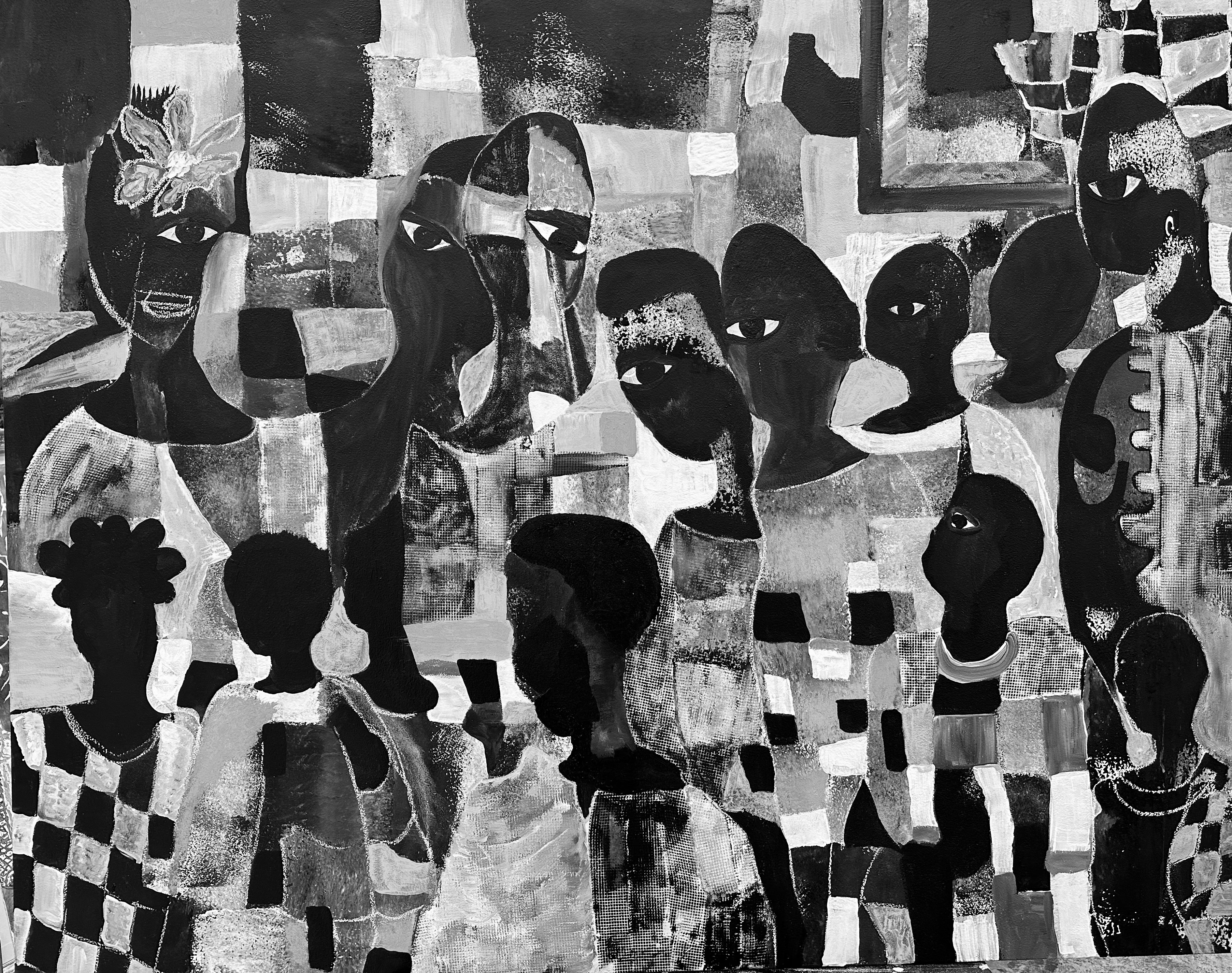 Abstract Black and White African Art Painting