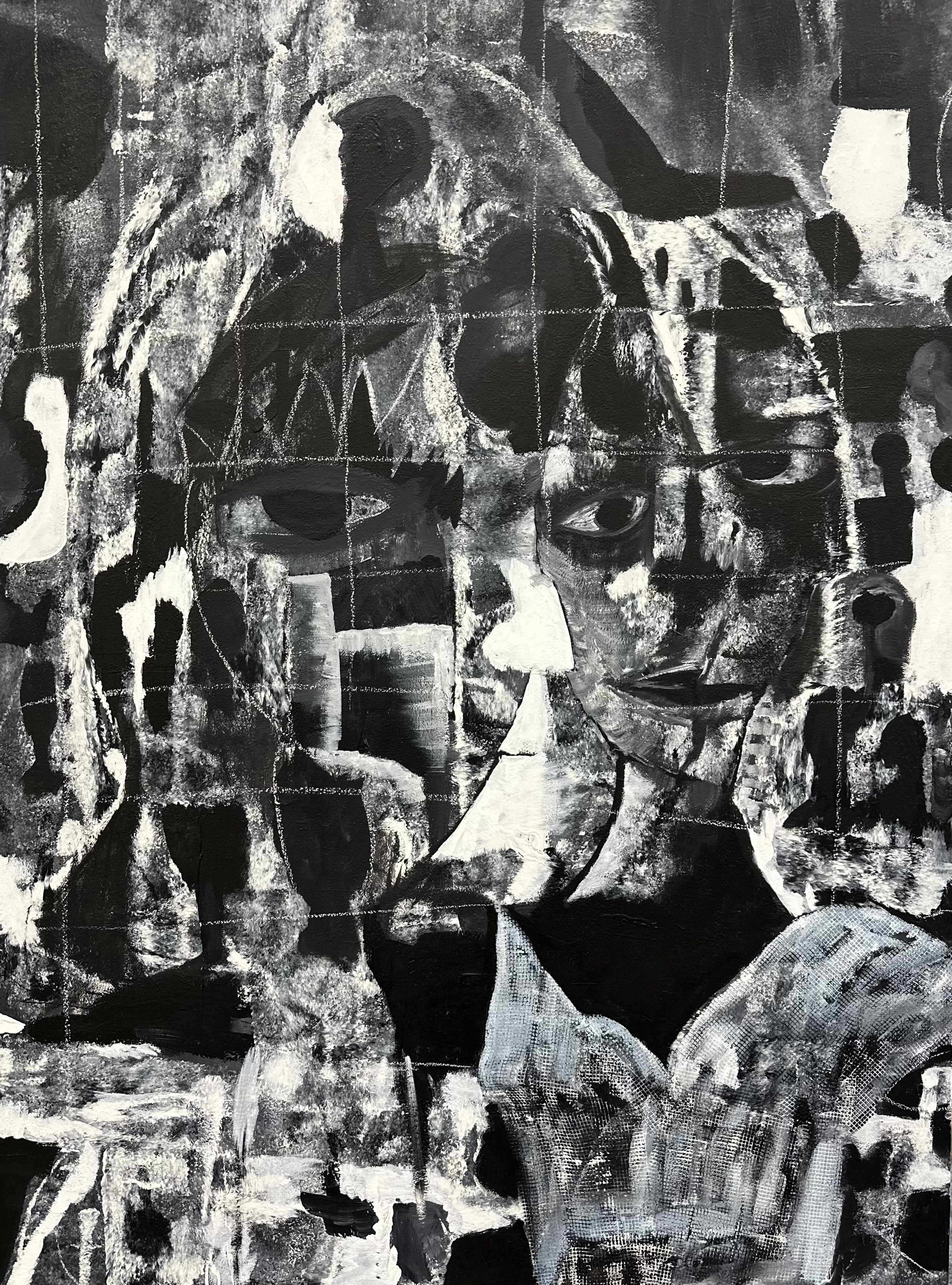 Abstract Monochrome Portrait Painting