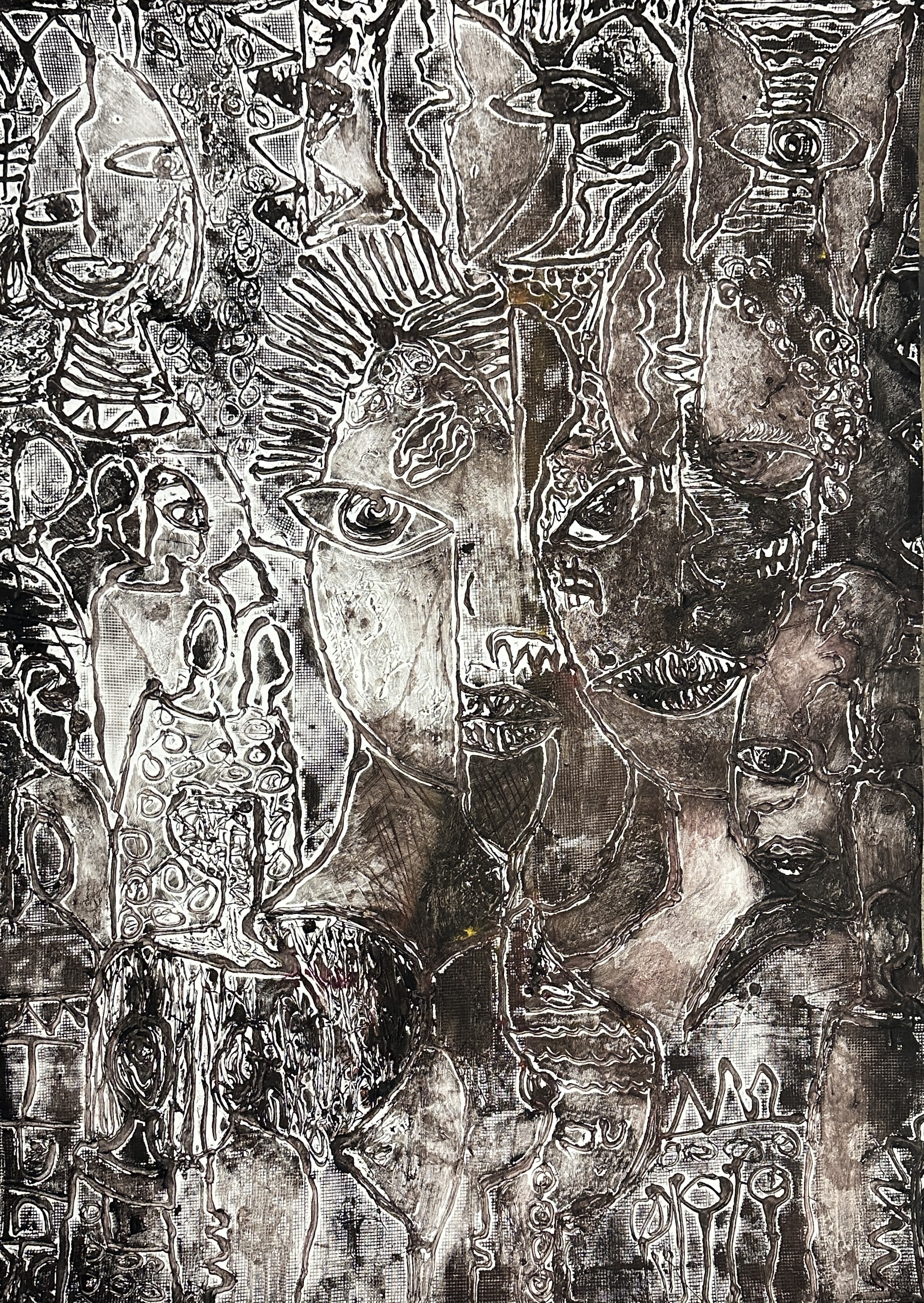 Abstract  Faces Artwork (I see people’s) 30x40