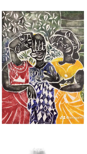 Vibrant Trio Expressionist Artwork (support Aminata) 30x40