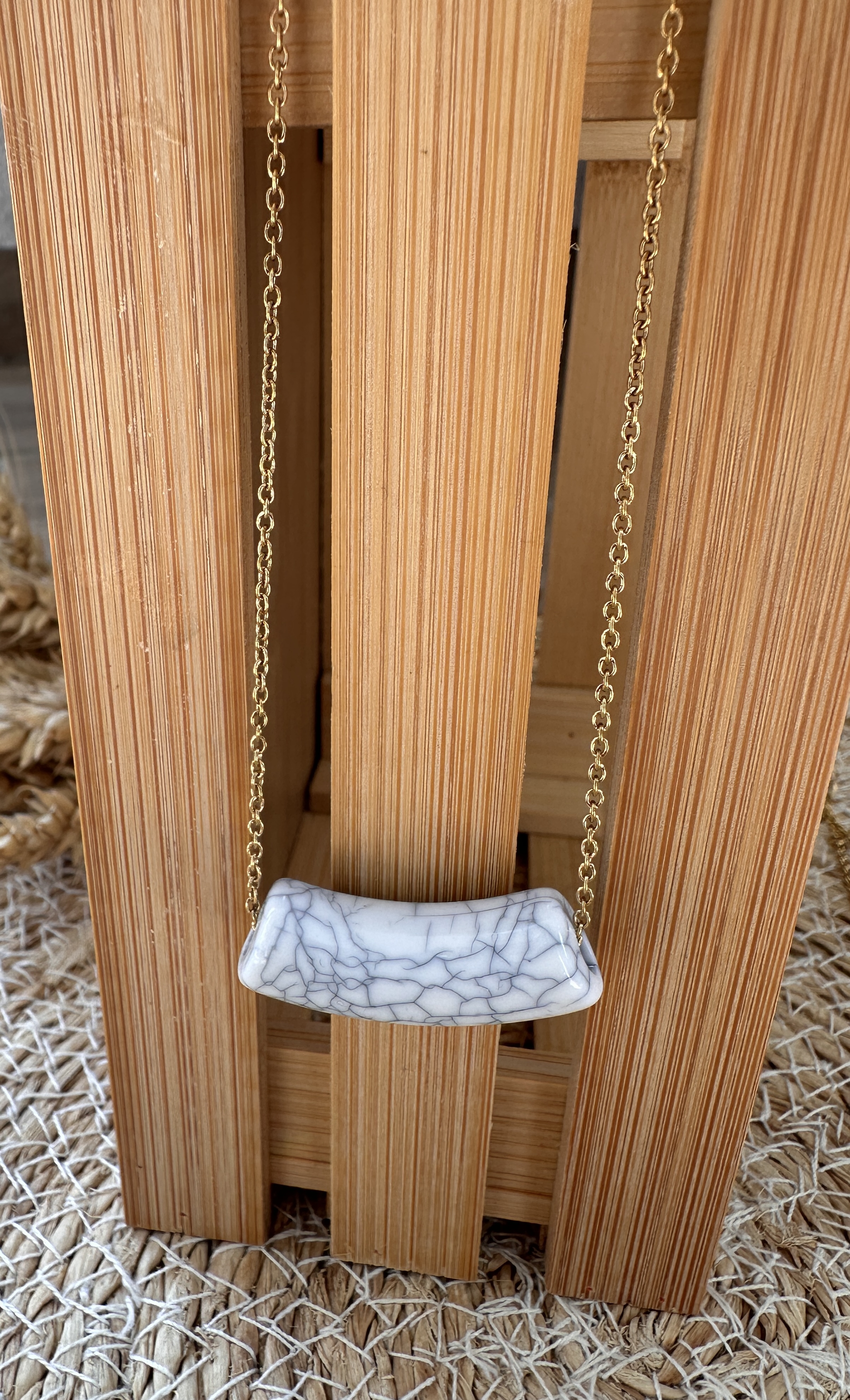 collier 1 PEARL / blanc-bleu