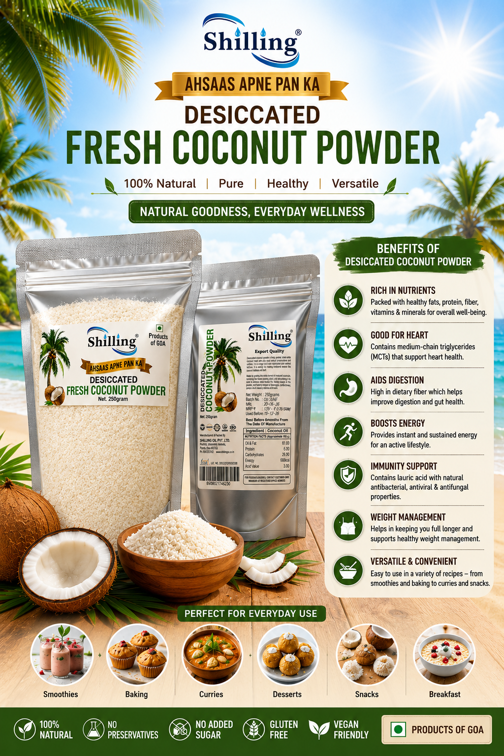 Desiccated Fresh Coconut Powder