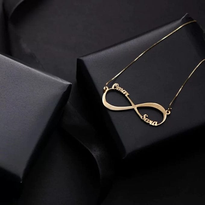 Customized Couple Gold Infinity Necklace
