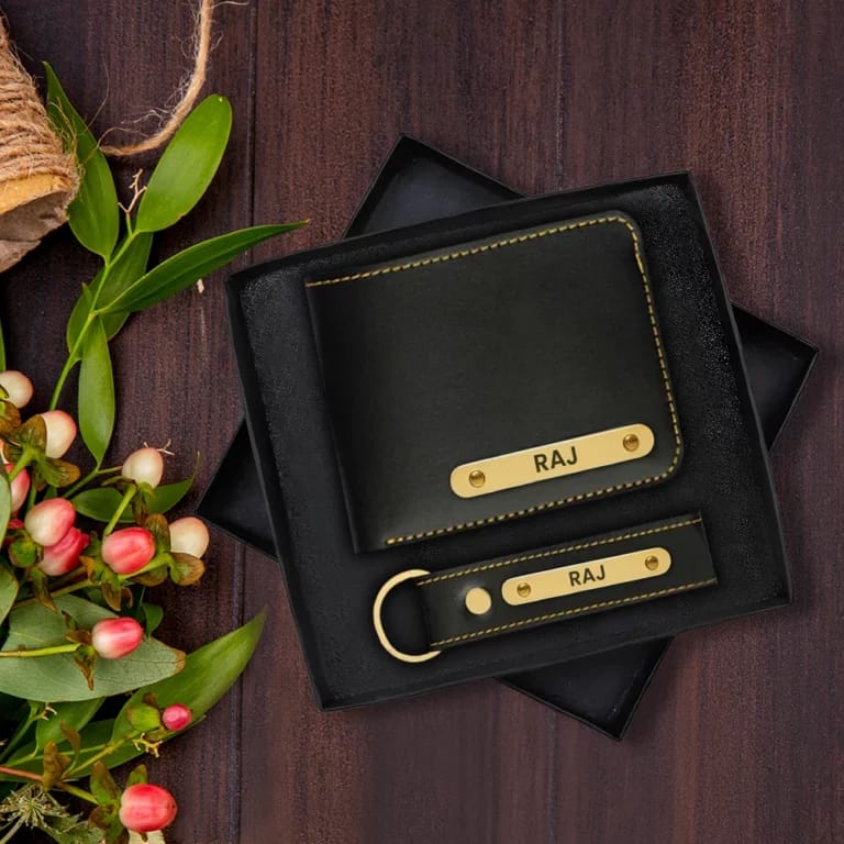 Black Premium Wallet & Keychain Combo