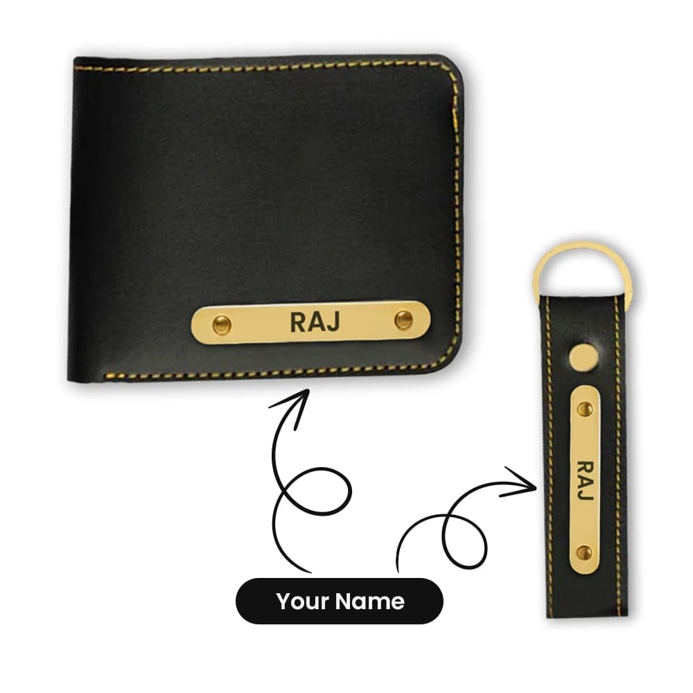 Black Premium Wallet & Keychain Combo