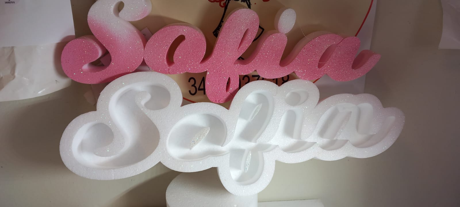 portaconfetti bianco + nome colorato