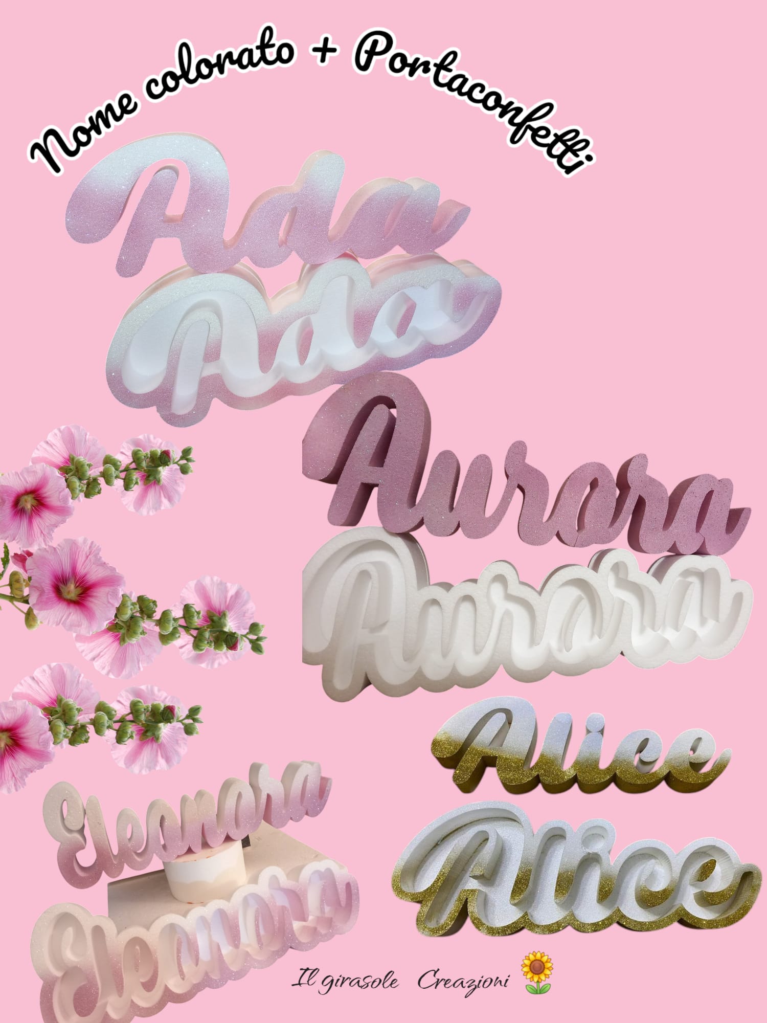 portaconfetti colorato + nome colorato