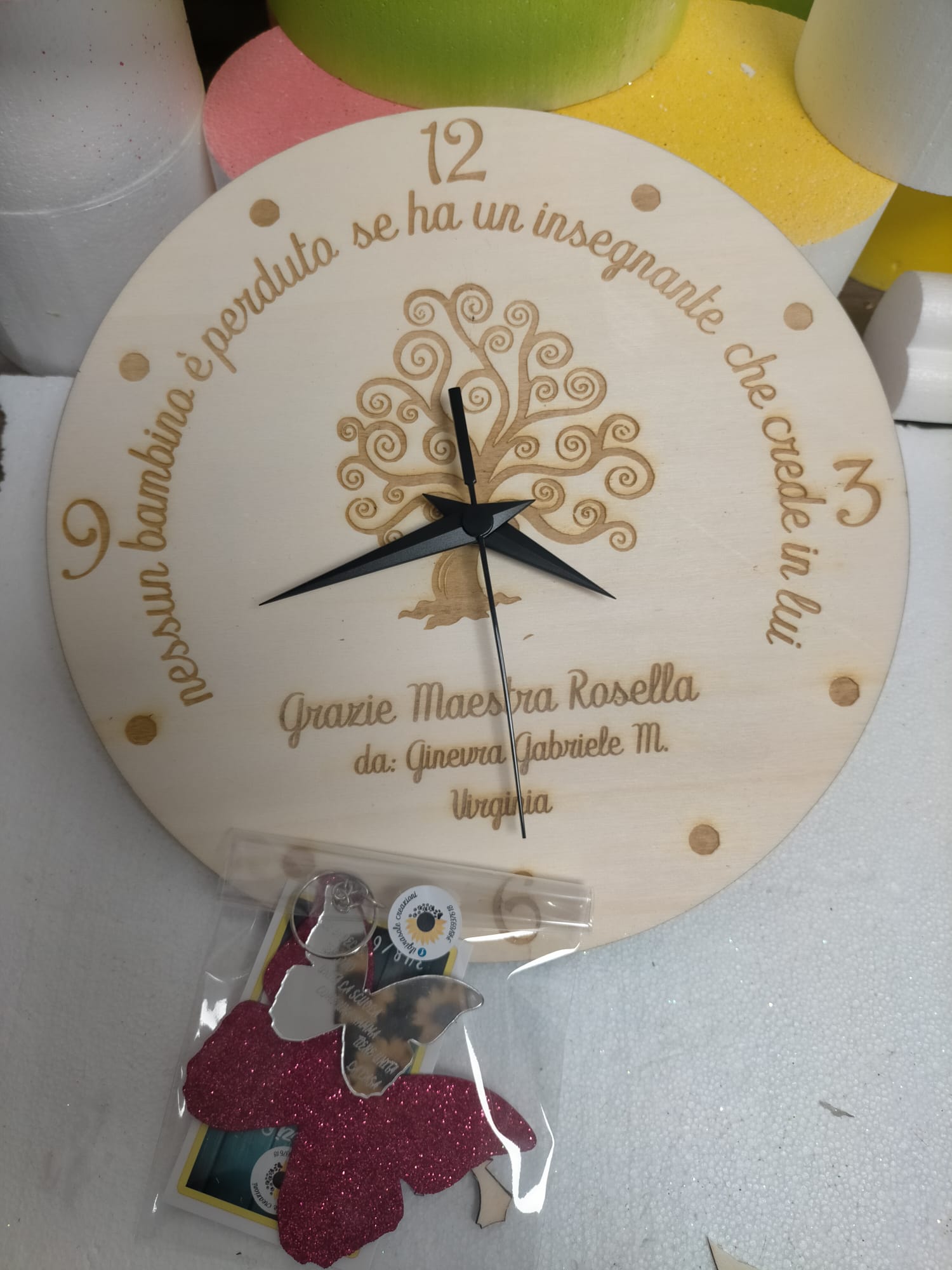 OROLOGIO IN LEGNO PER LE MAESTRE