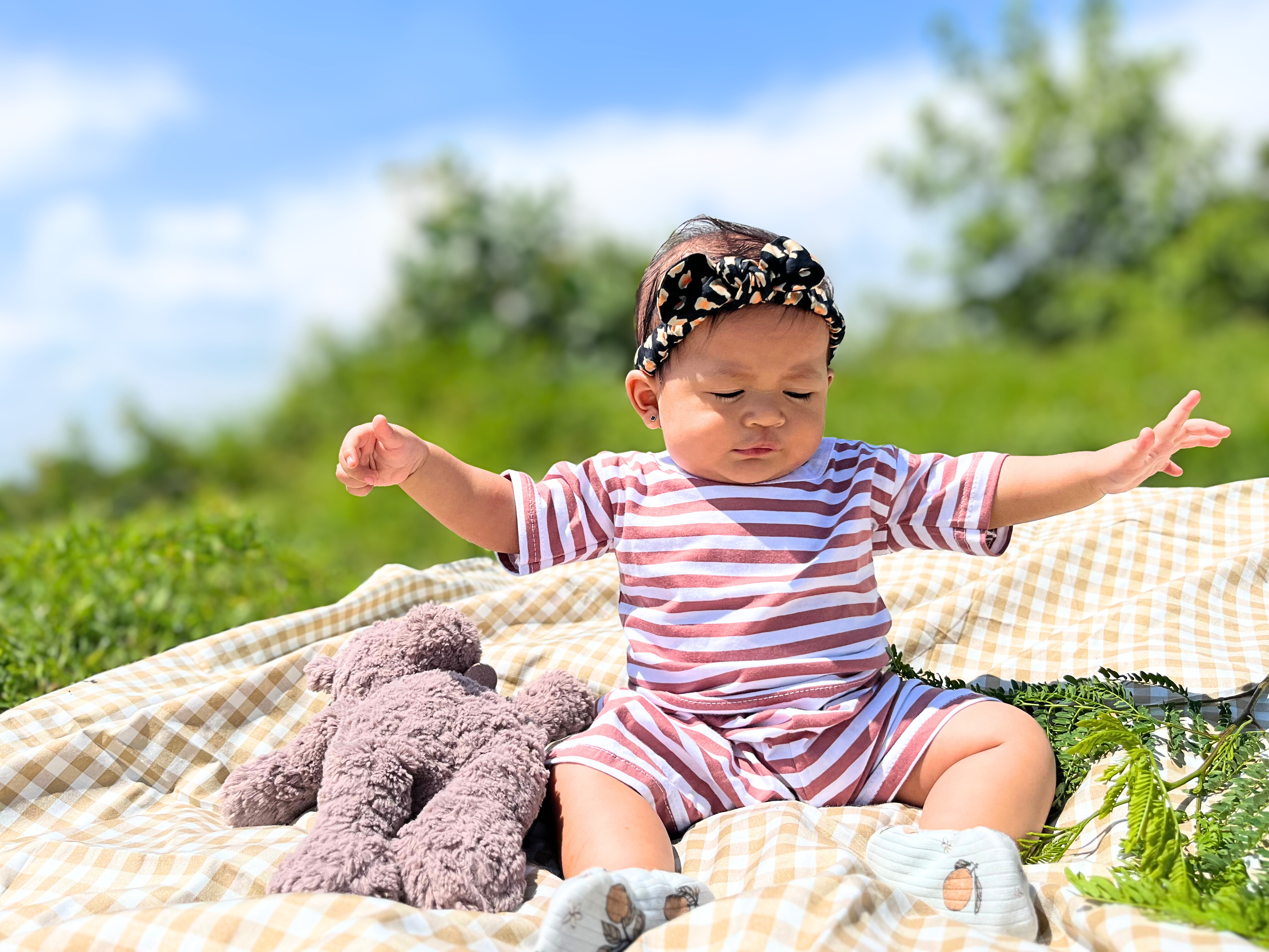 PIG A BOO | DAILY WEAR Shoulder Button—Cotton Stripe Dusty Rose