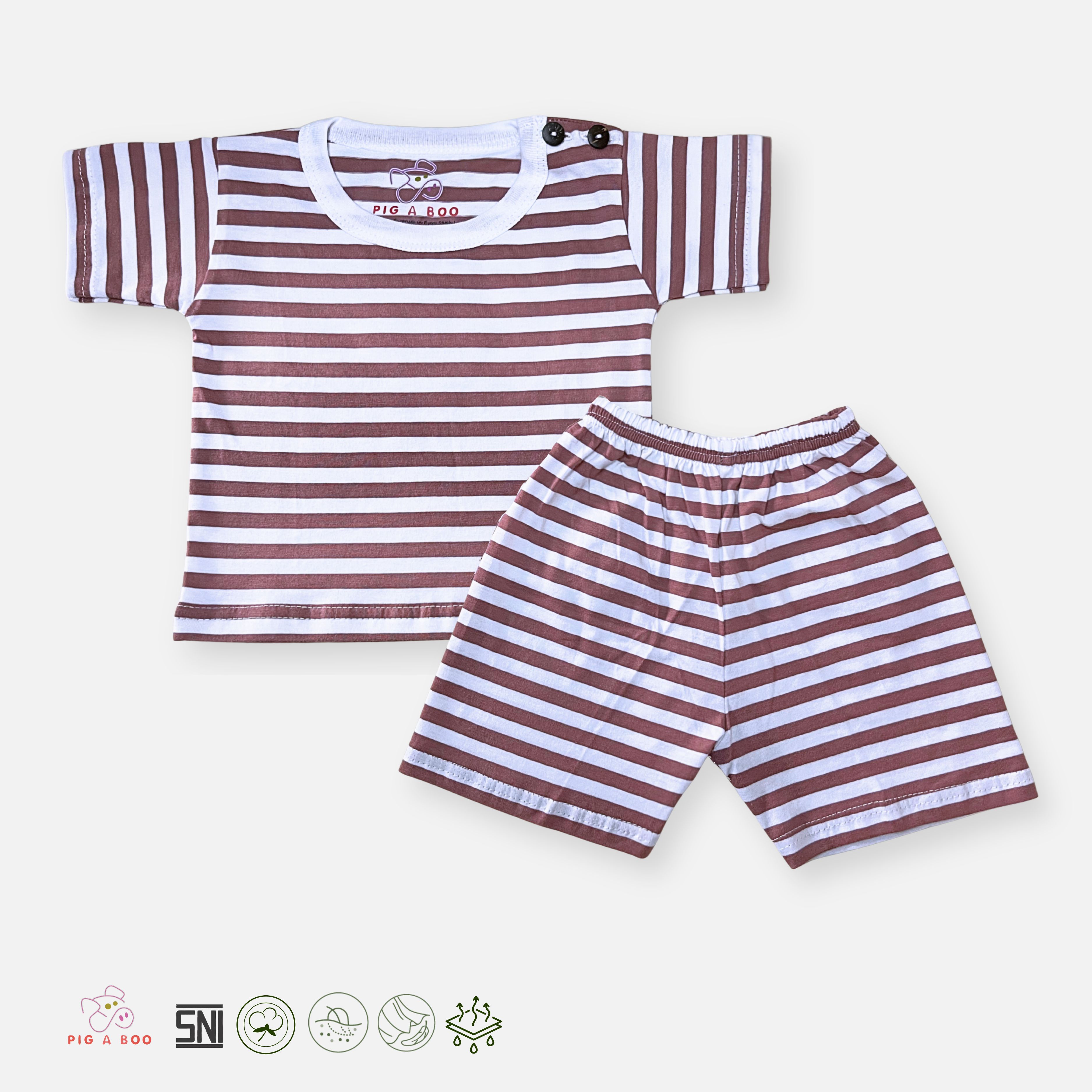 PIG A BOO | DAILY WEAR Shoulder Button—Cotton Stripe Dusty Rose