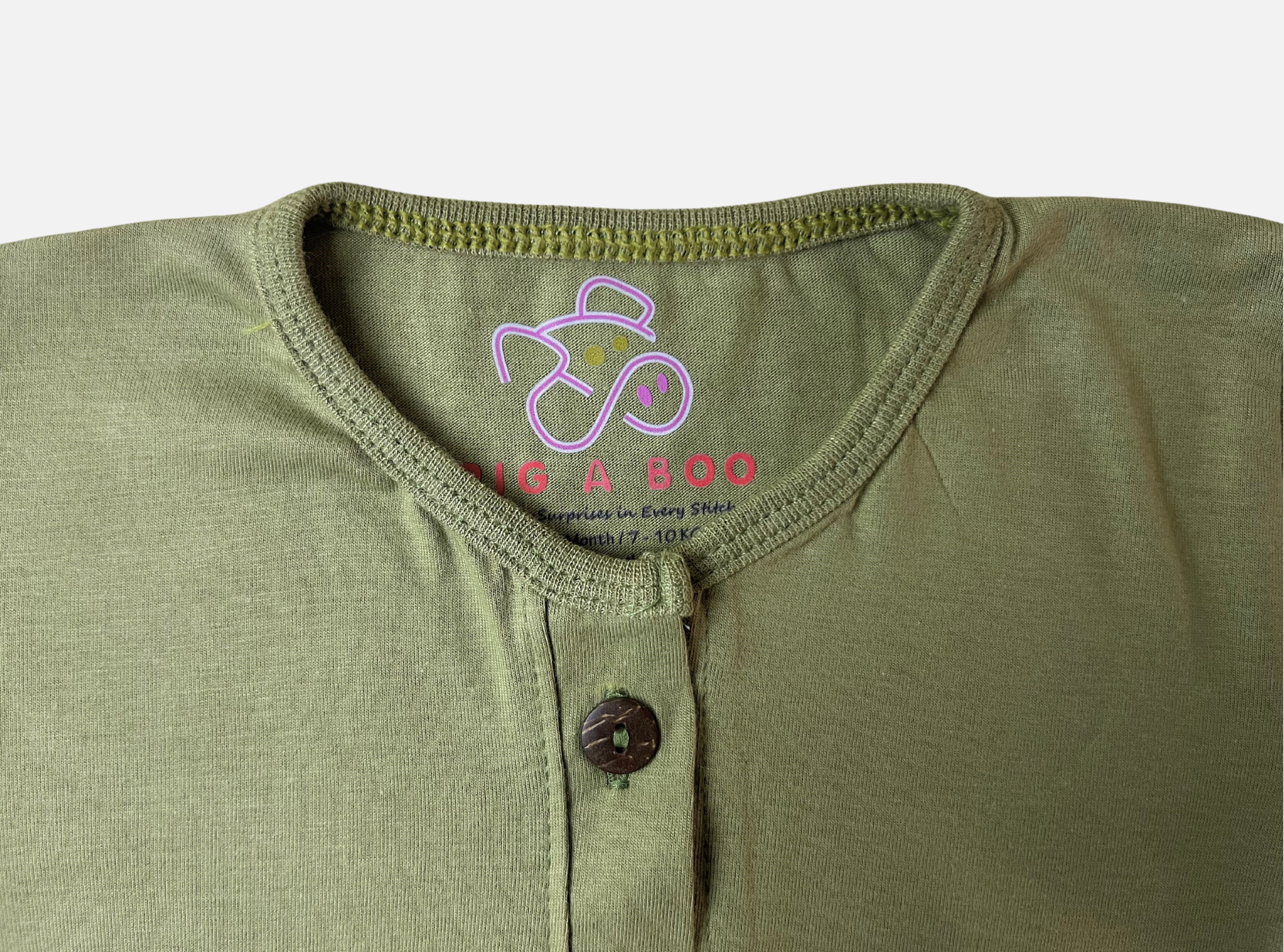 PIG A BOO | DAILY WEAR Front Button—Bamboo Solid Olive Green