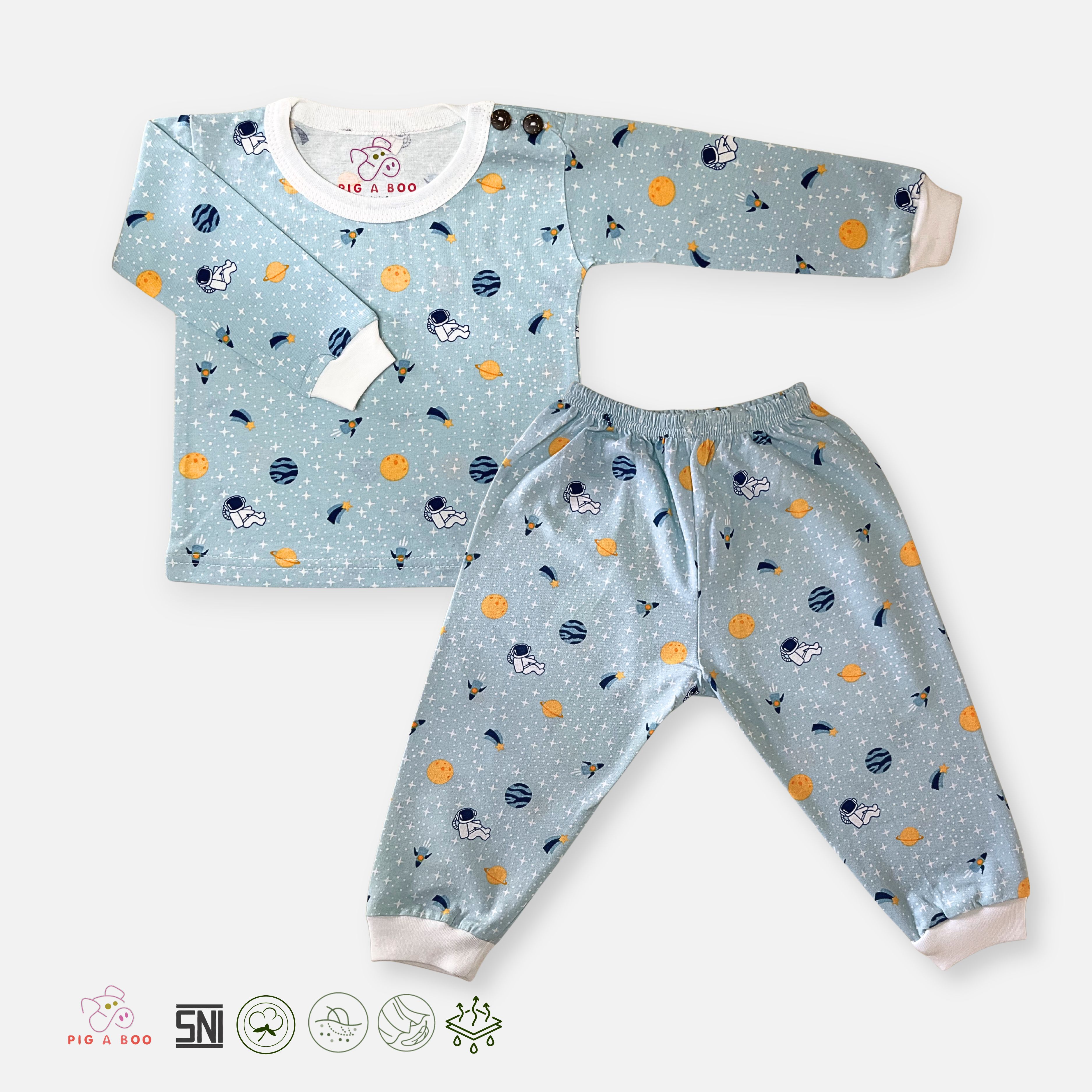 PIG A BOO | SLEEP WEAR Shoulder Button—Cotton Outer Space