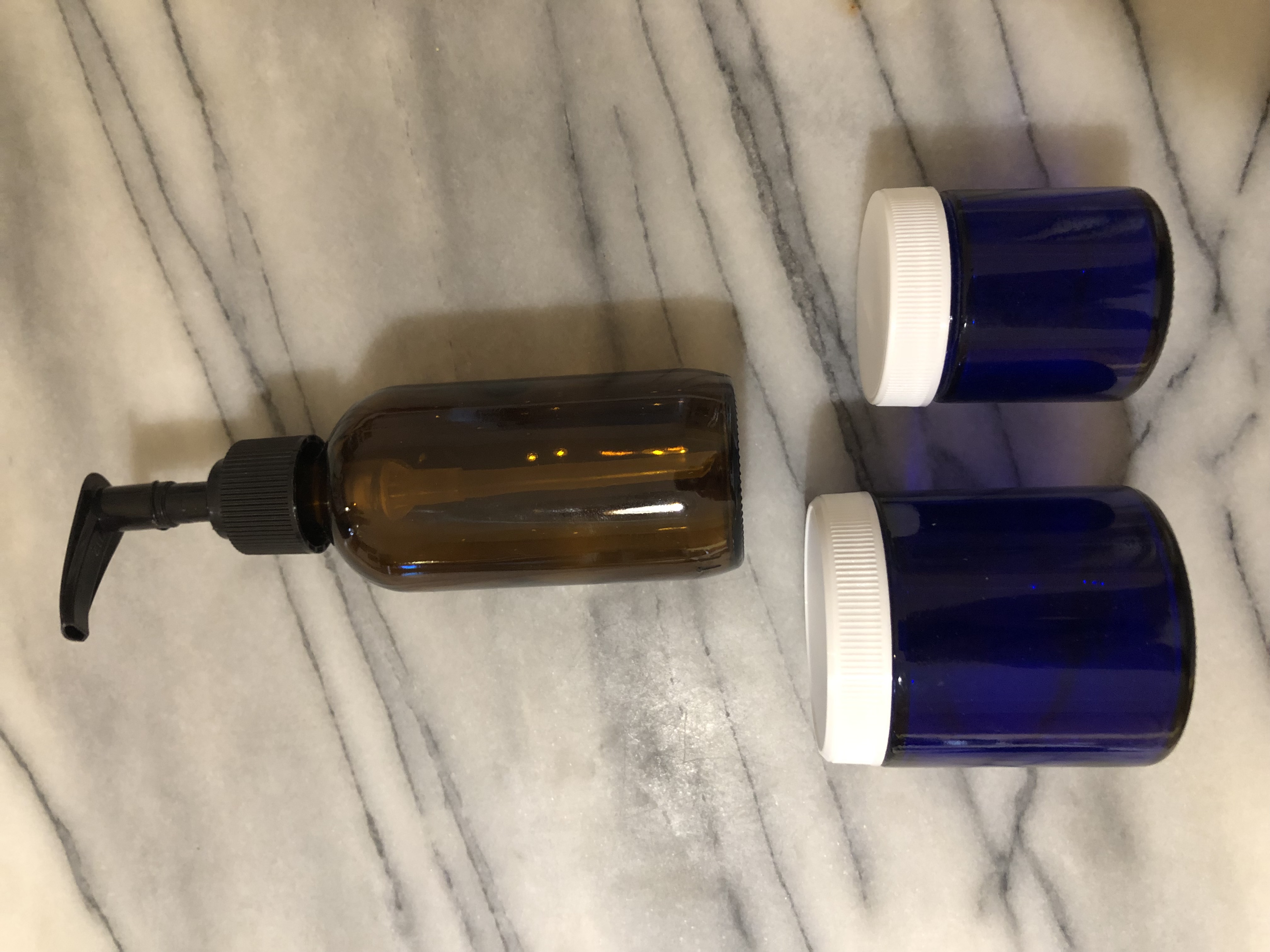Jars and Pump Bottle for Aloe Vera, Lotions and Ointments 