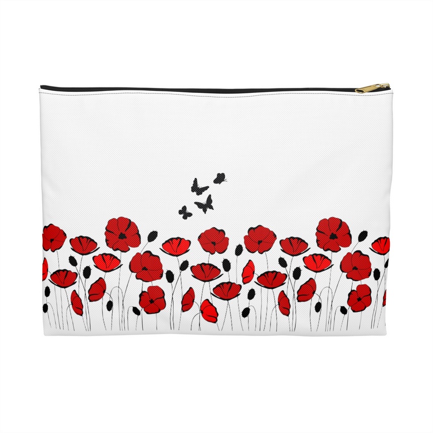 Red Poppies Two-Tone Accessory Bag